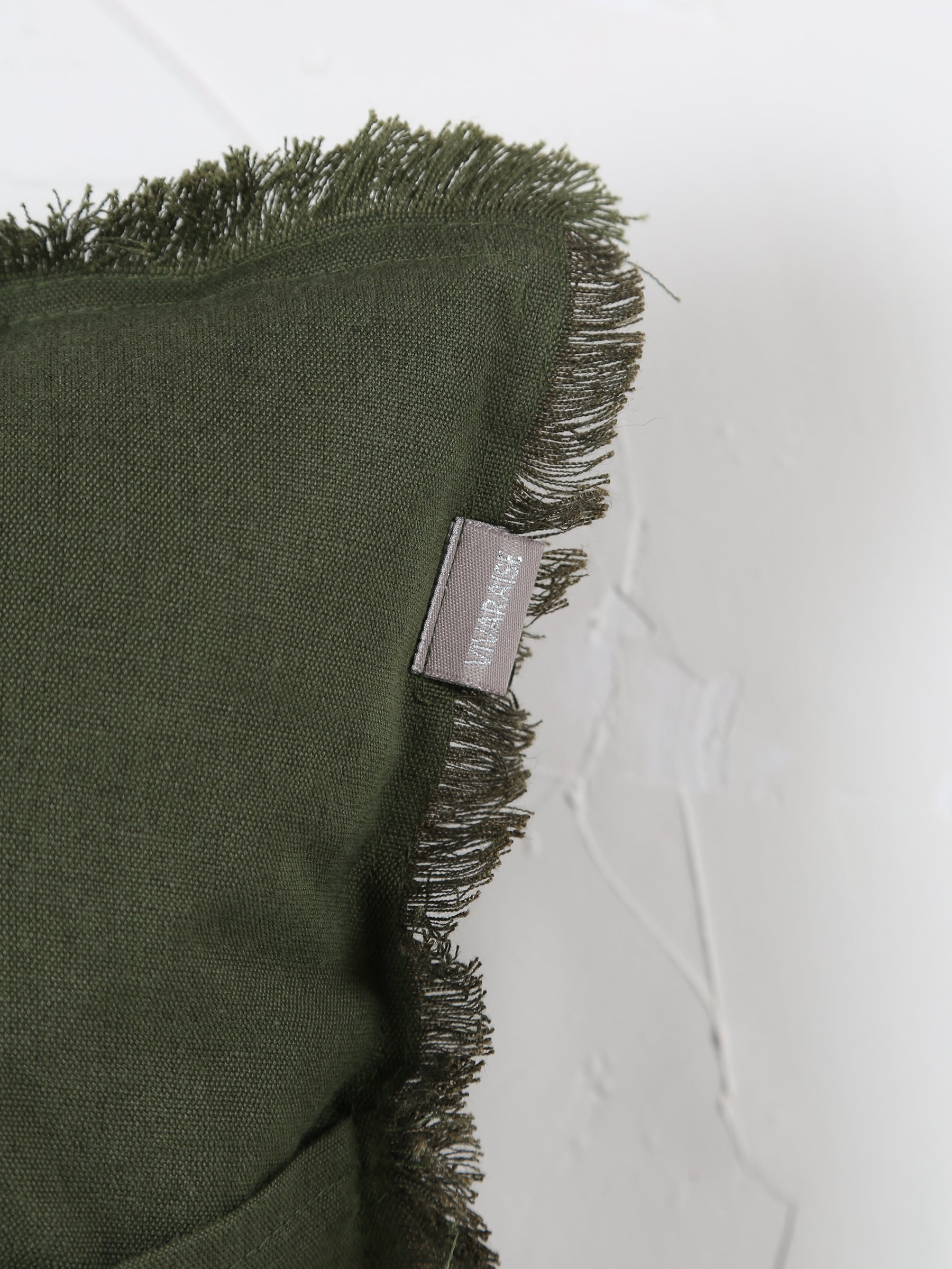 Laly Linen & Cotton Plain Cushion in Olive - 2 Sizes Available