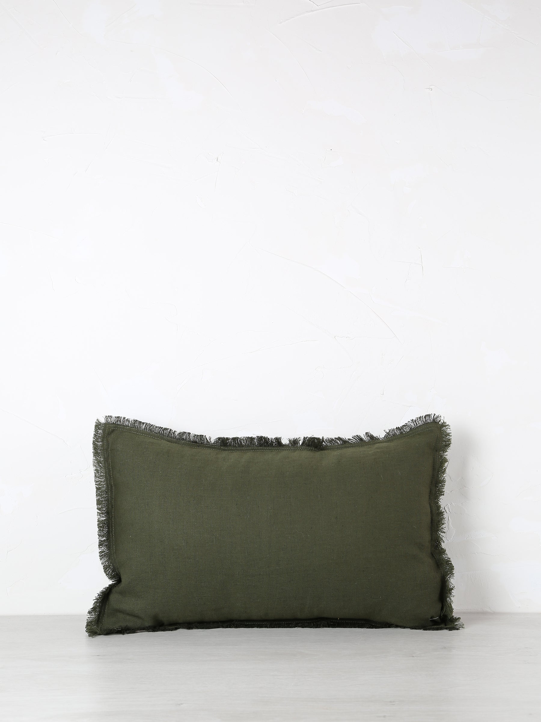 Laly Linen & Cotton Plain Cushion in Olive - 2 Sizes Available