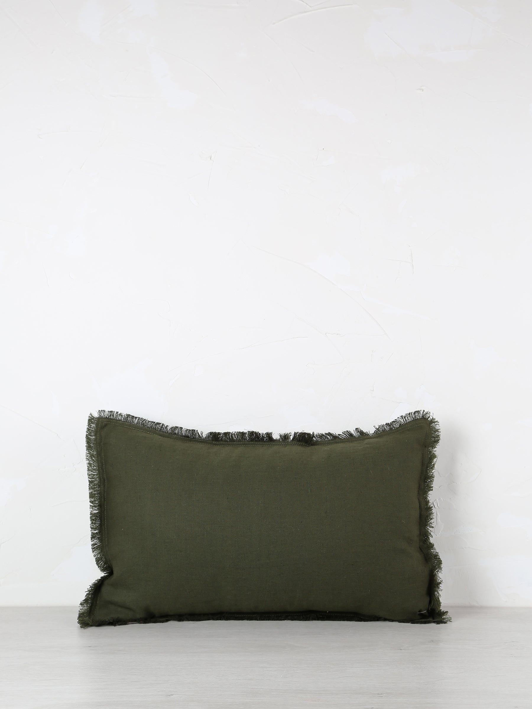 Laly Linen & Cotton Plain Cushion in Olive - 2 Sizes Available