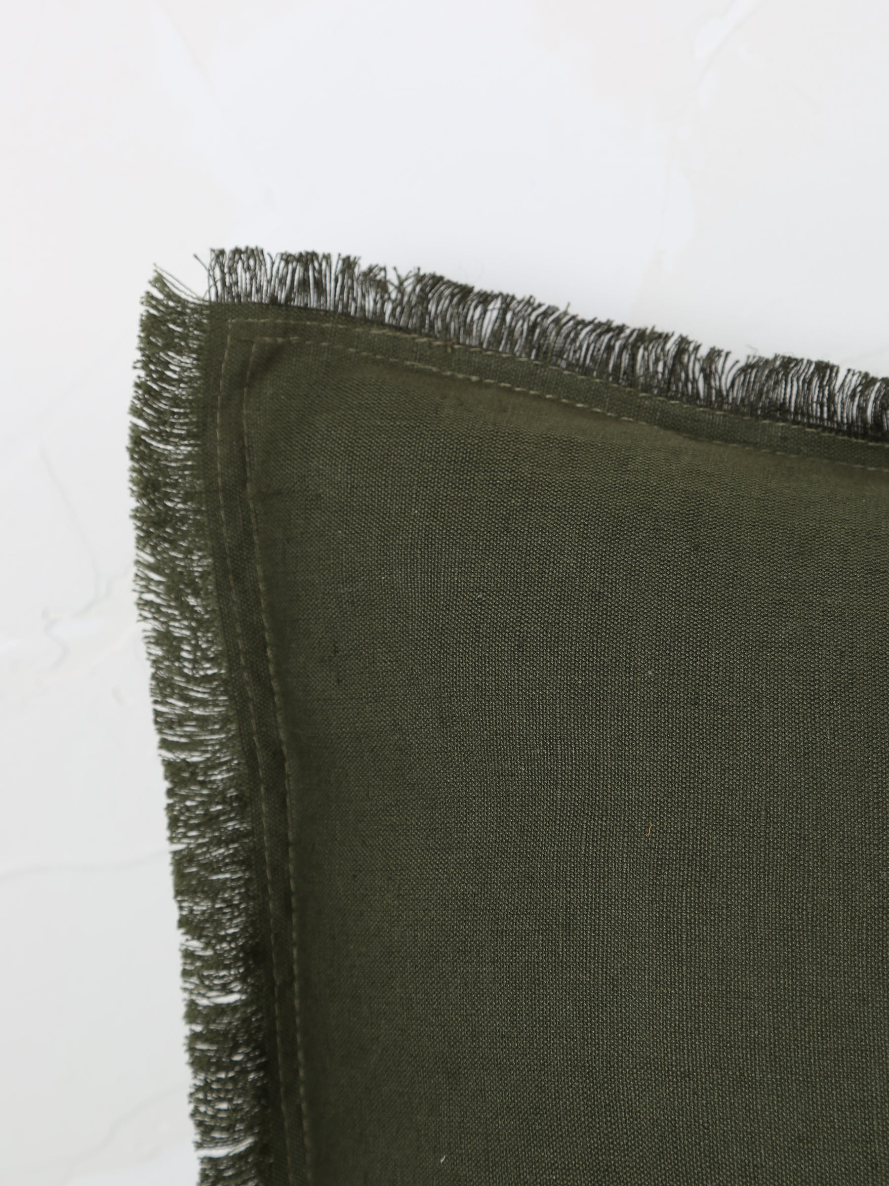 Laly Linen & Cotton Plain Cushion in Olive - 2 Sizes Available