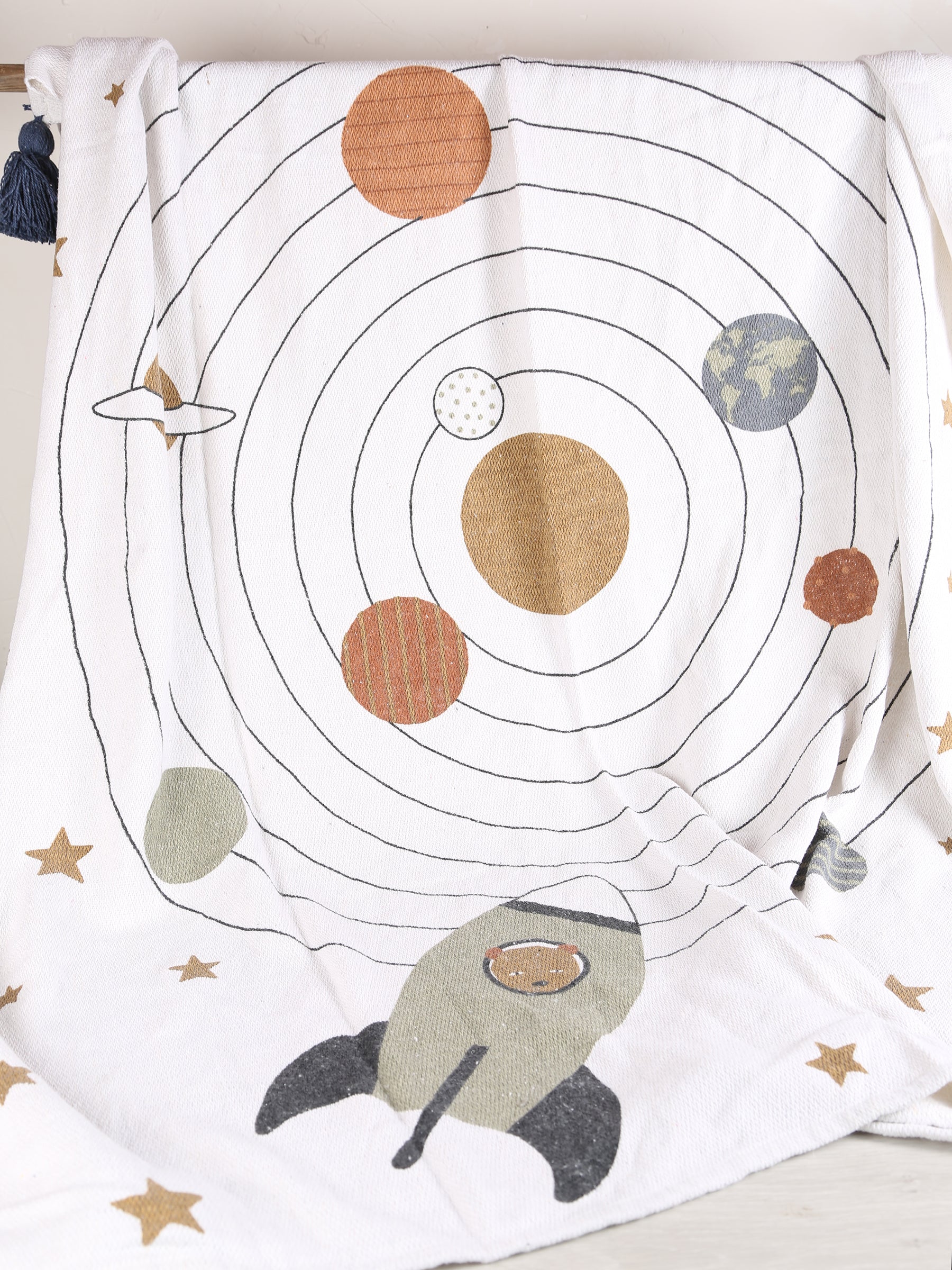 Space Throw - Recycled Cotton - Printed, Natural Tones