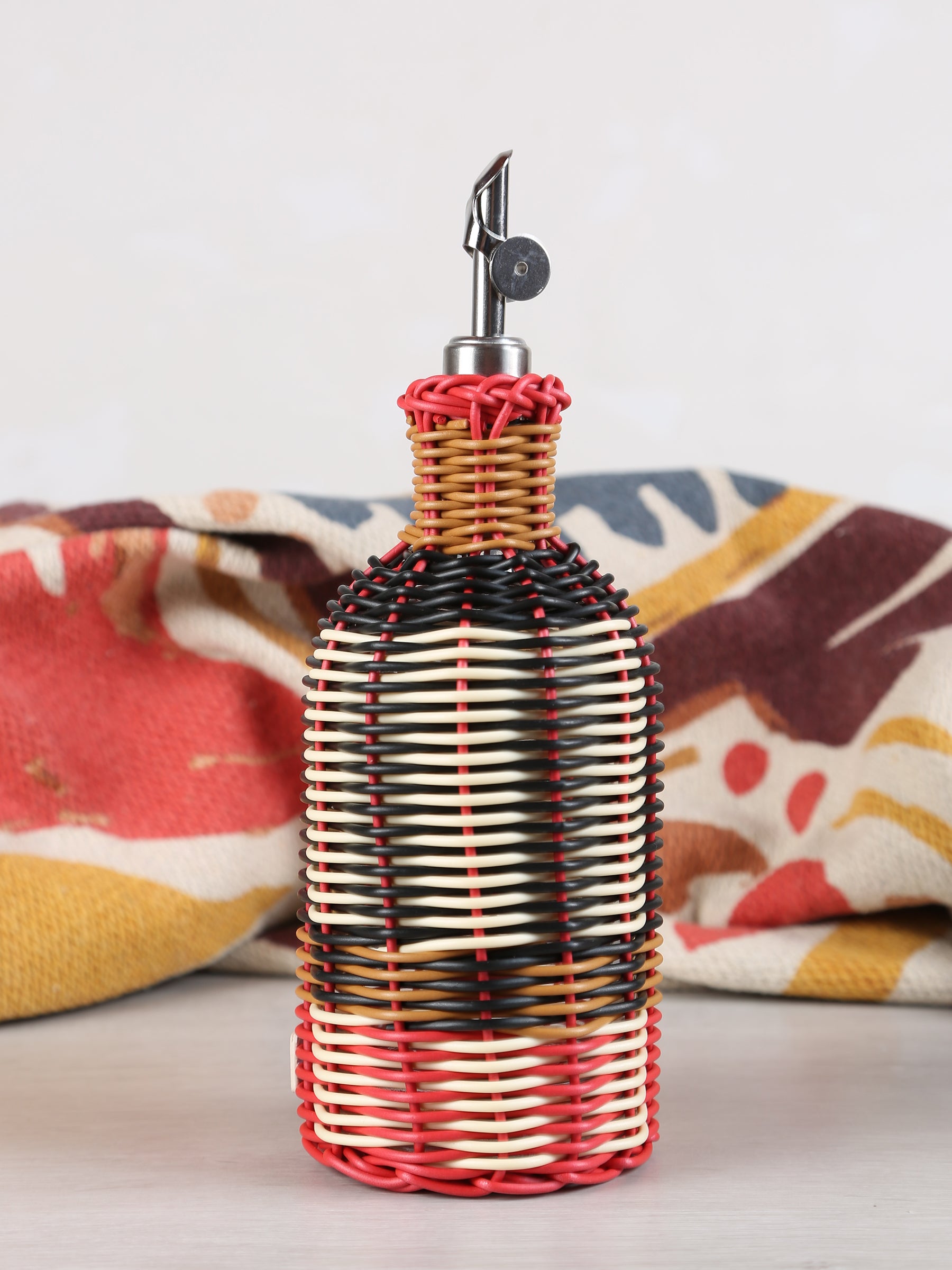 Woven Glass Oil Pourer - Black, Cream