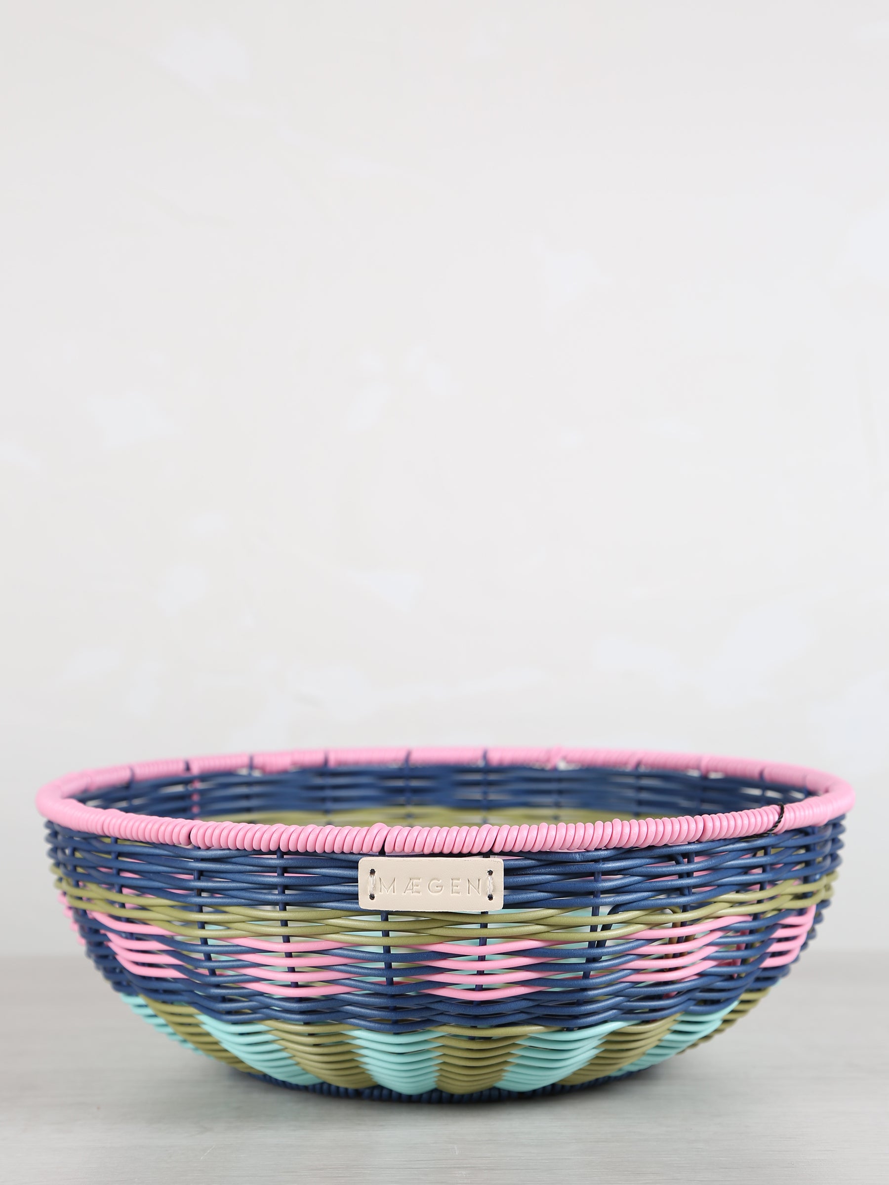 Woven Serving Bowl - Pink, Navy