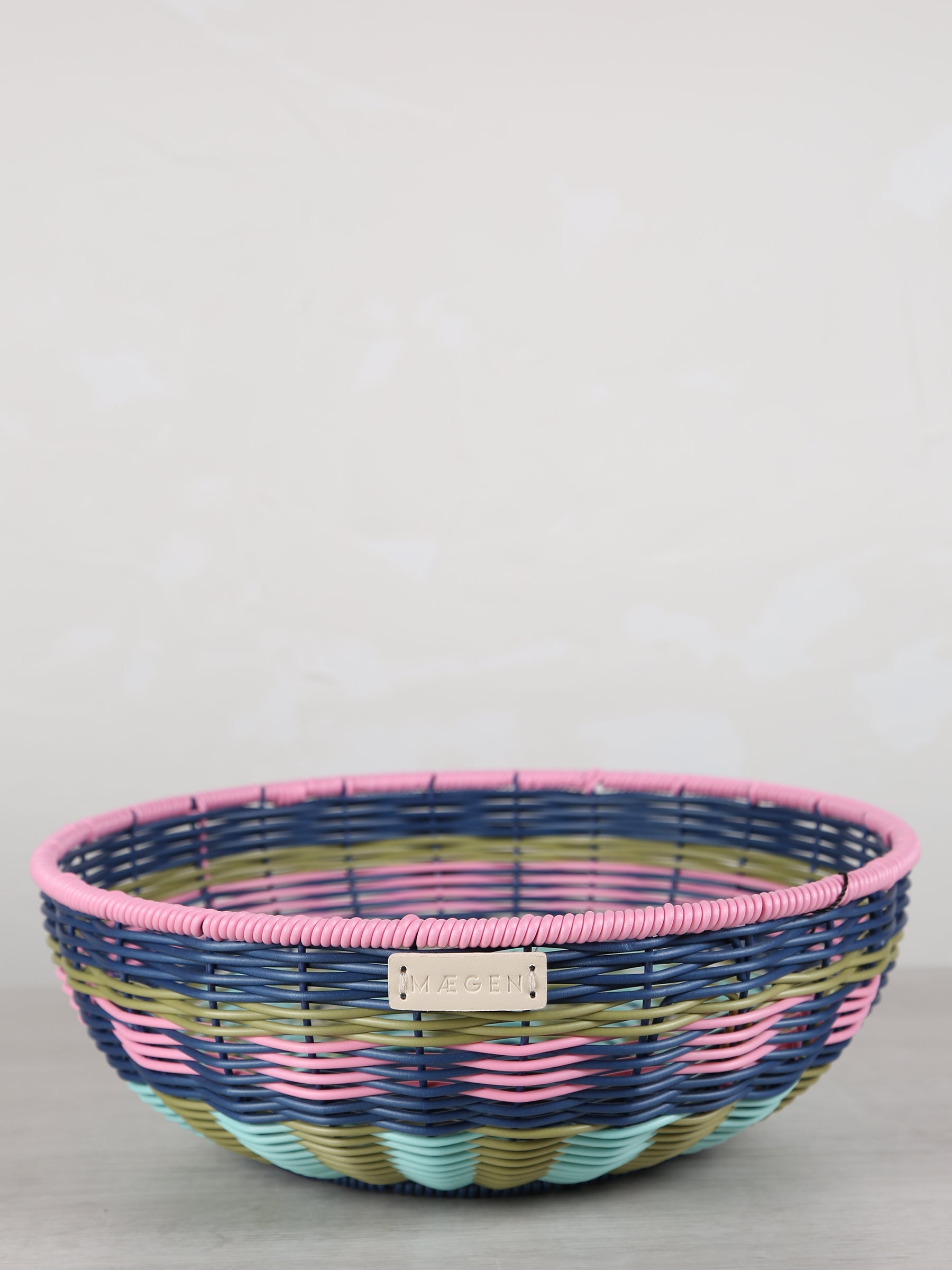 Woven Serving Bowl - Pink, Navy