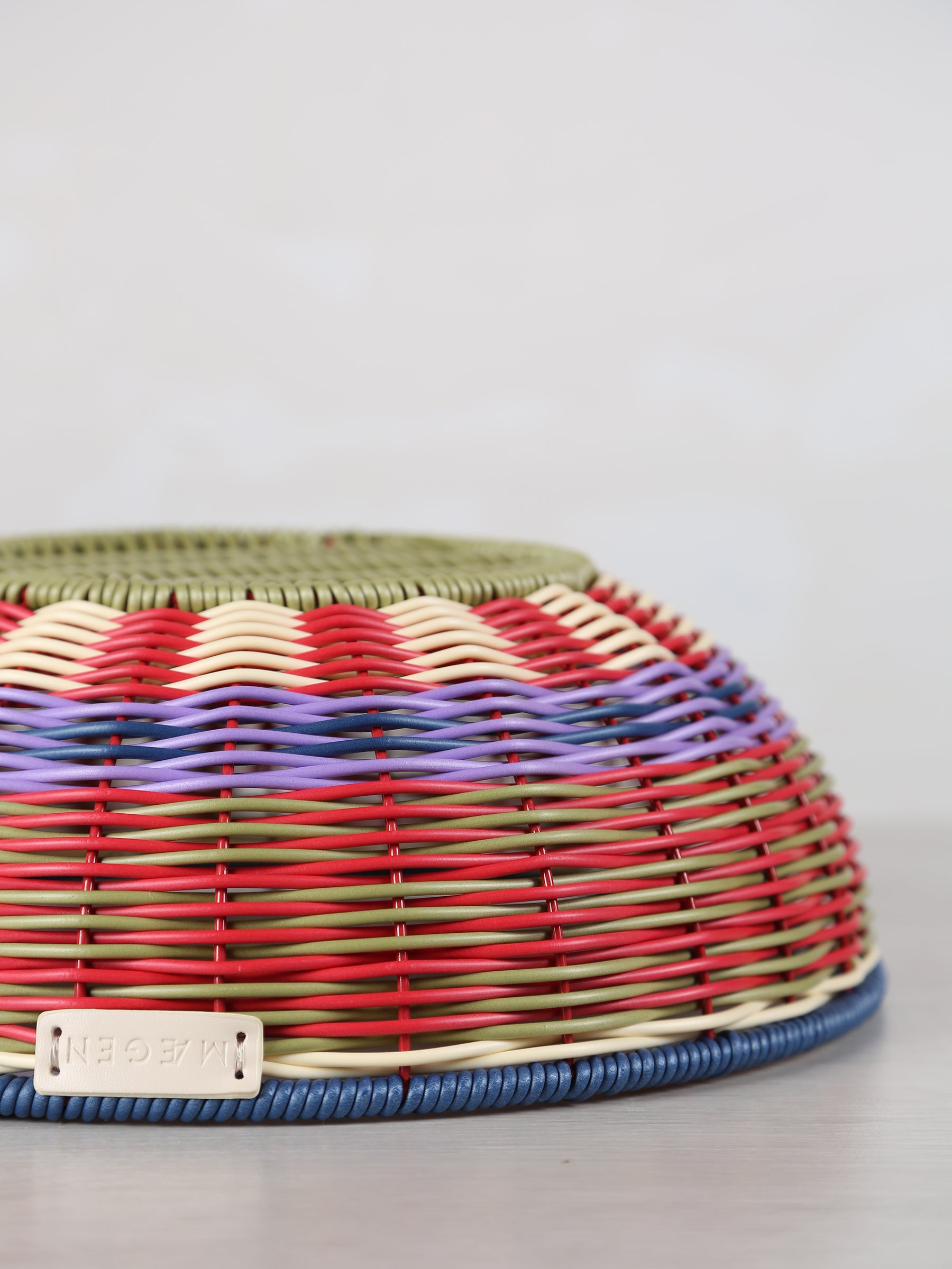 Woven Serving Bowl - Red, Olive