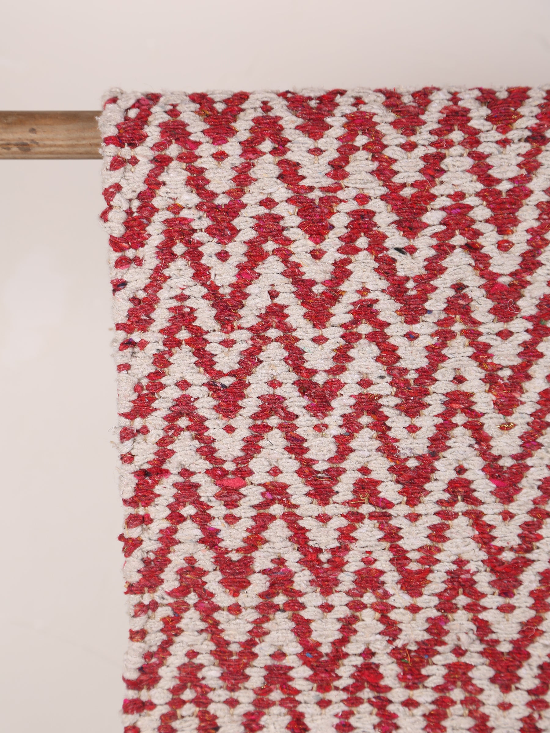 Small Indra Recycled Cotton, Jute Rug - Brick Red - Colour Options Available