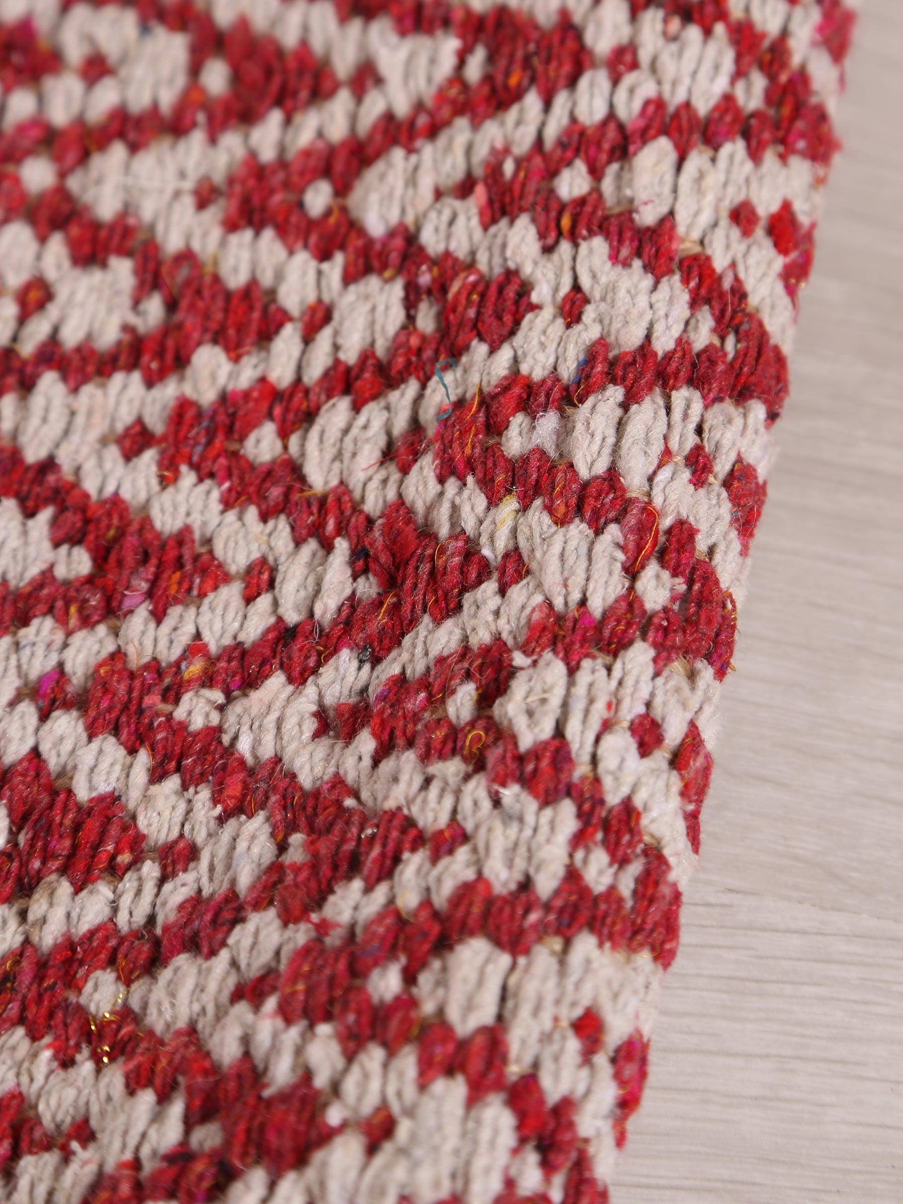 Small Indra Recycled Cotton, Jute Rug - Brick Red - Colour Options Available
