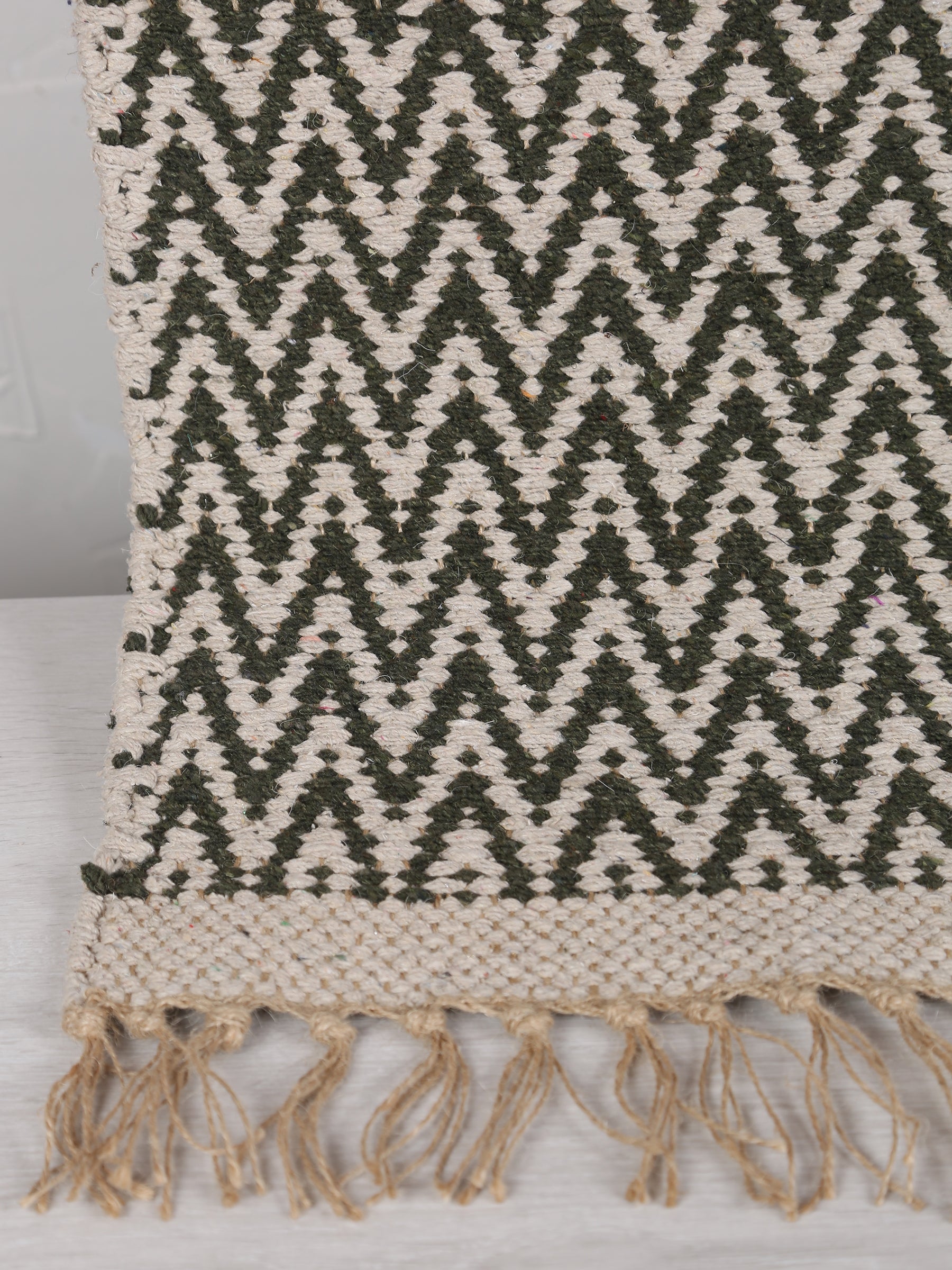 Small Indra Recycled Cotton, Jute Rug - Sage Green - Colour Options Available