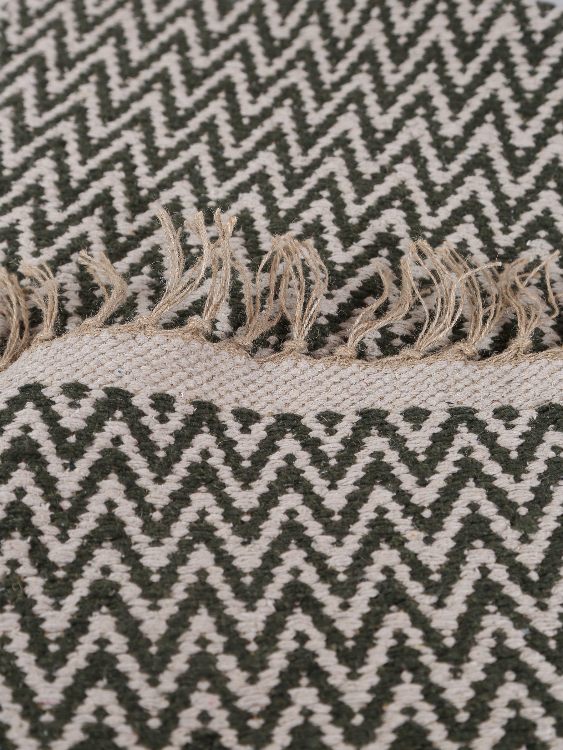 Small Indra Recycled Cotton, Jute Rug - Sage Green - Colour Options Available