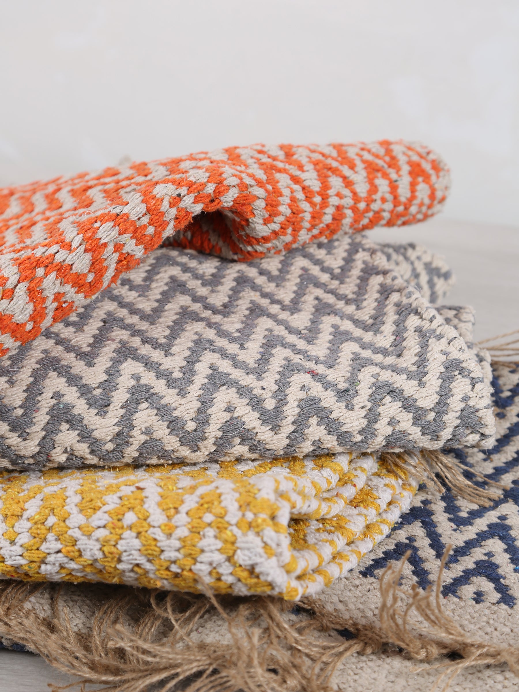 Small Indra Recycled Cotton, Jute Rug - Rust - Colour Options Available