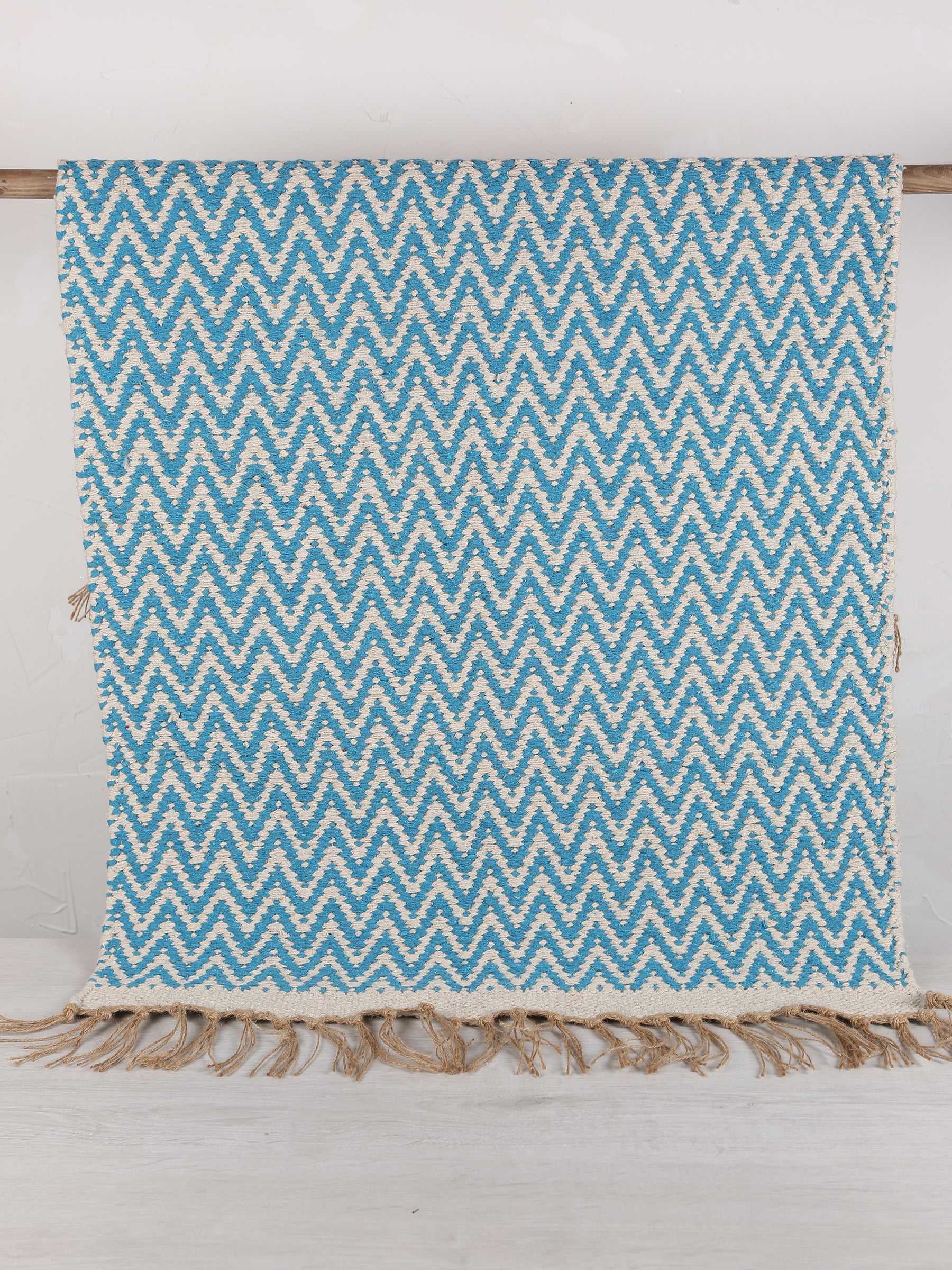 Small Indra Recycled Cotton, Jute Rug - Cobalt - Colour Options Available