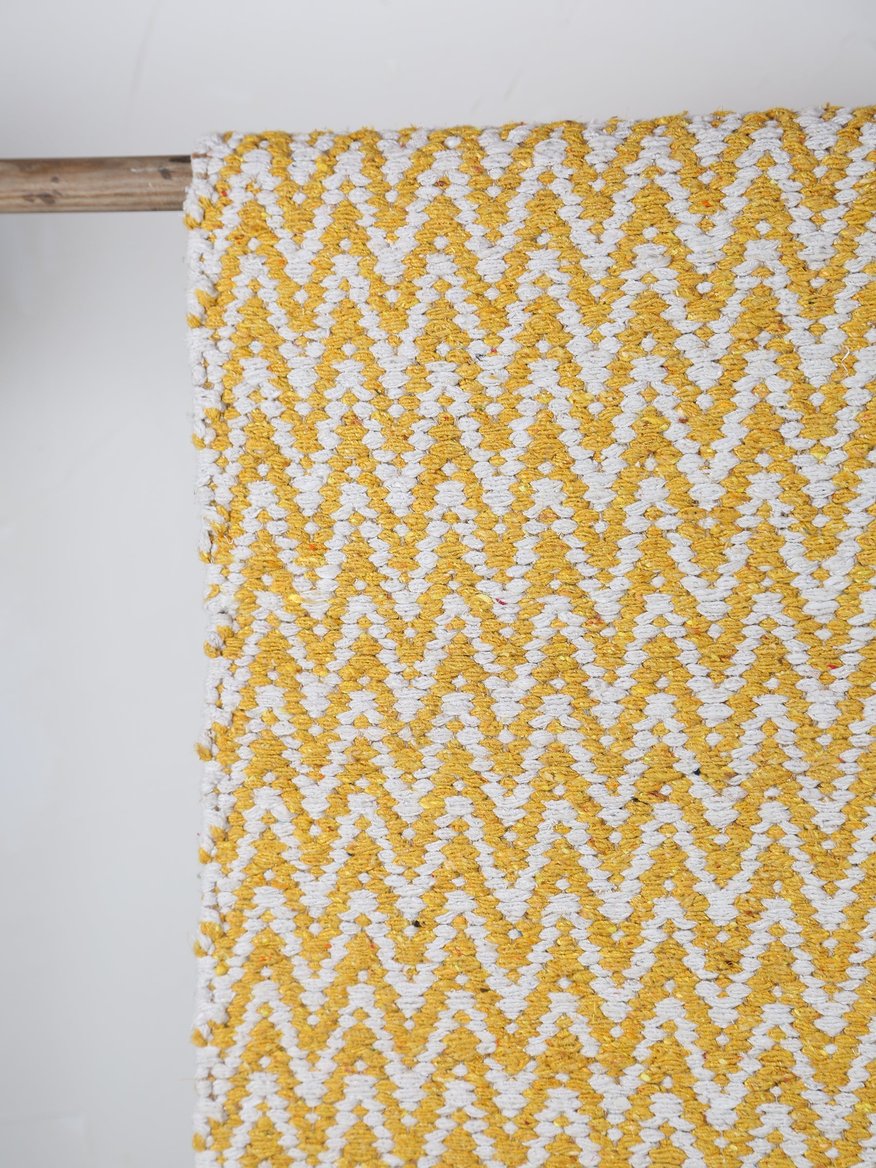 Small Indra Recycled Cotton, Jute Rug - Golden Yellow - Colour Options Available