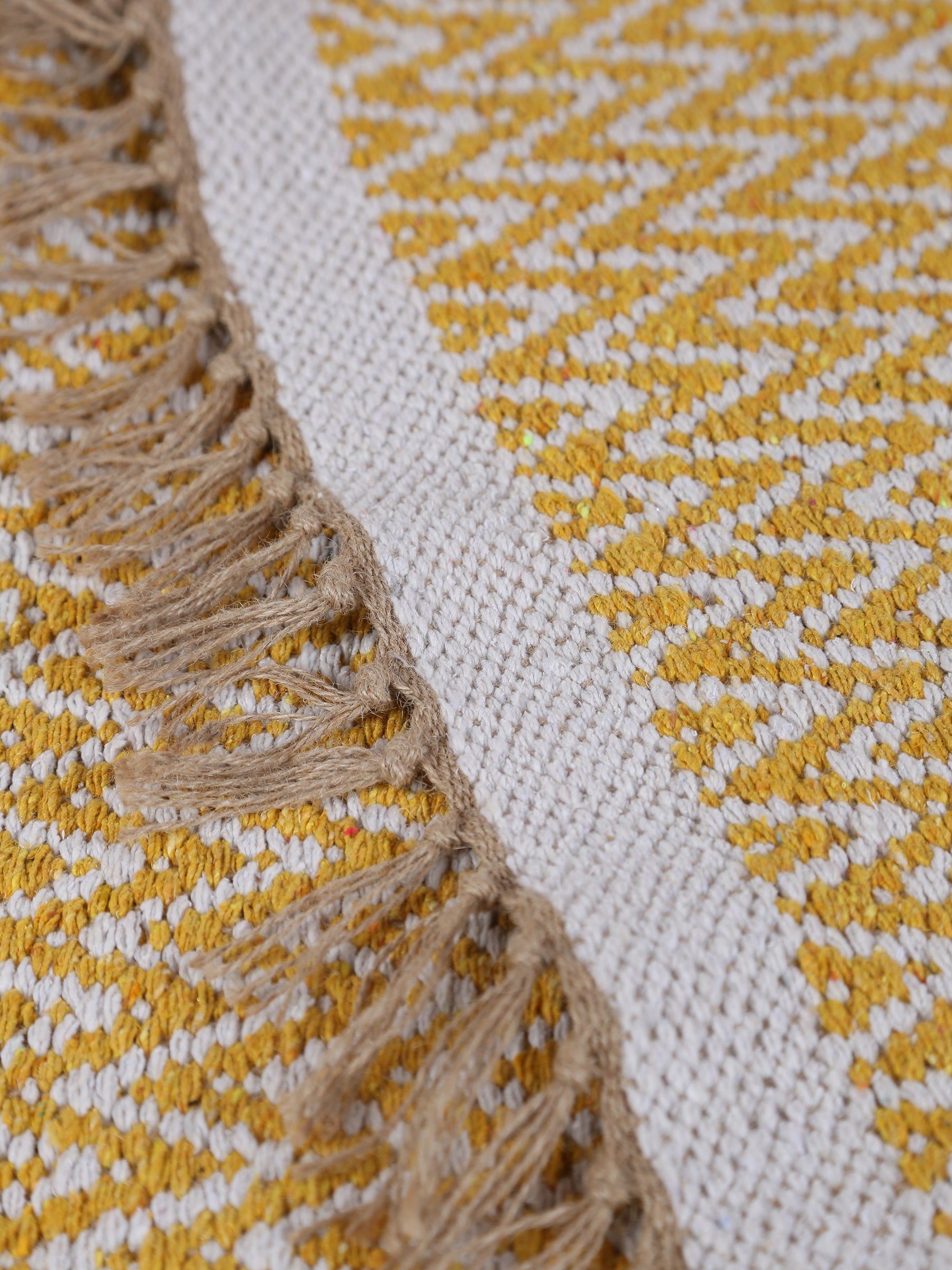 Small Indra Recycled Cotton, Jute Rug - Golden Yellow - Colour Options Available