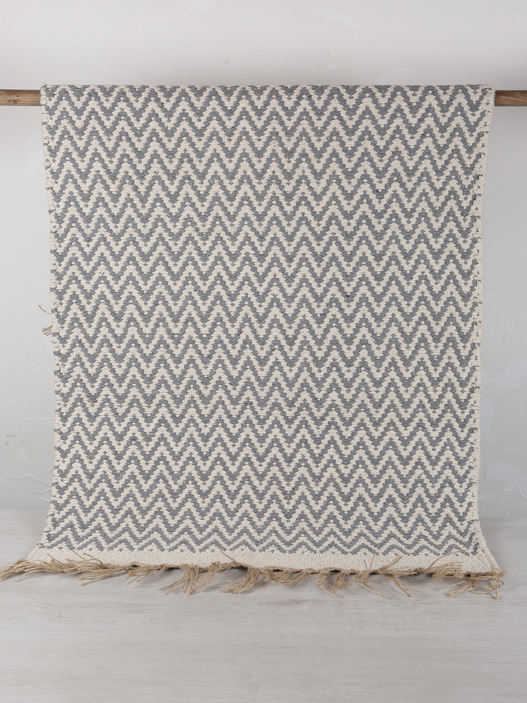 Small Indra Recycled Cotton, Jute Rug - Grey - Colour Options Available