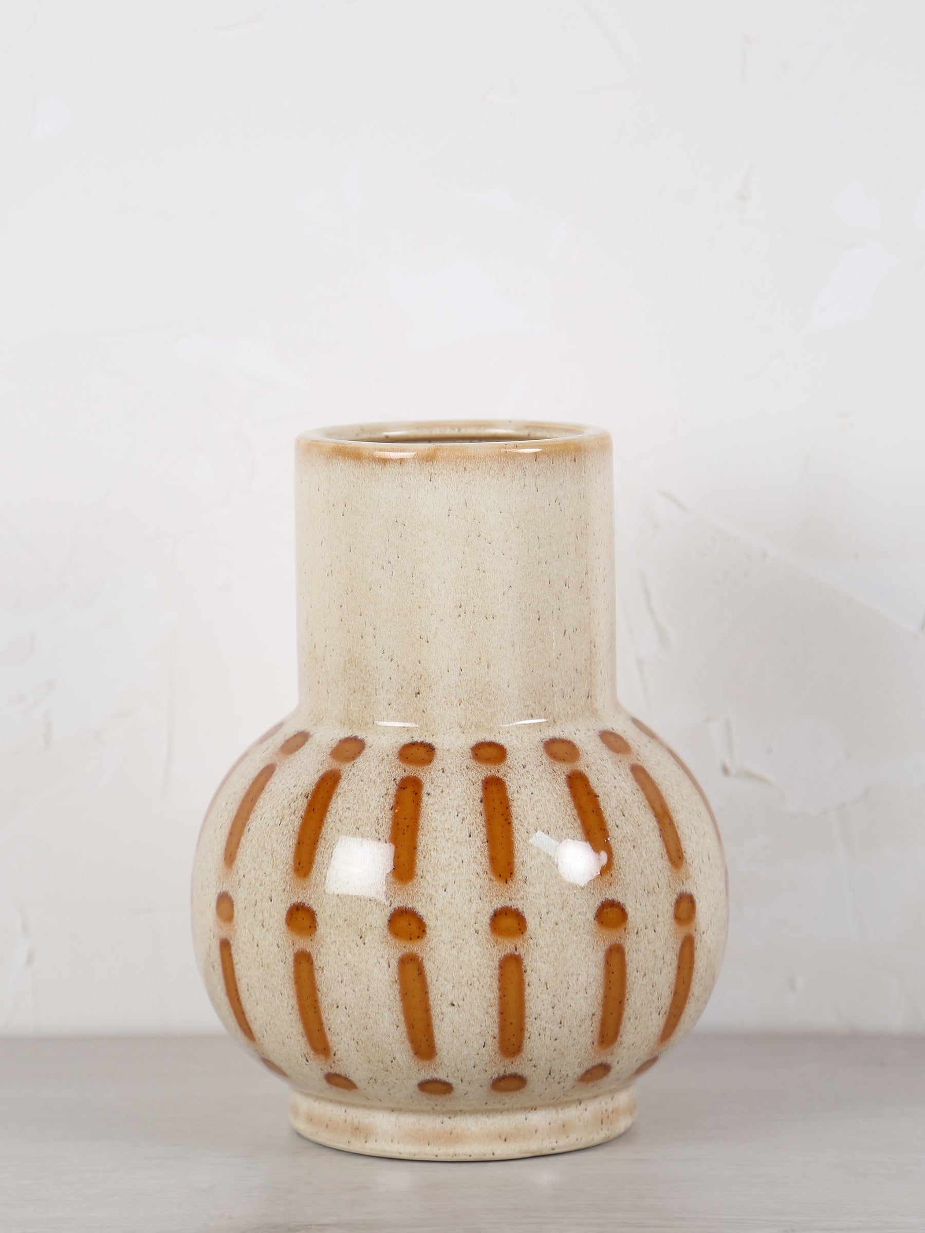 Ulloa Vase Shine - Cream, Ochre brown