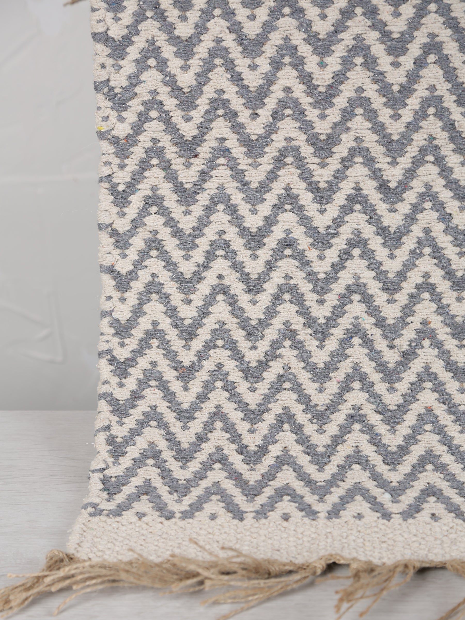 Small Indra Recycled Cotton, Jute Rug - Grey - Colour Options Available