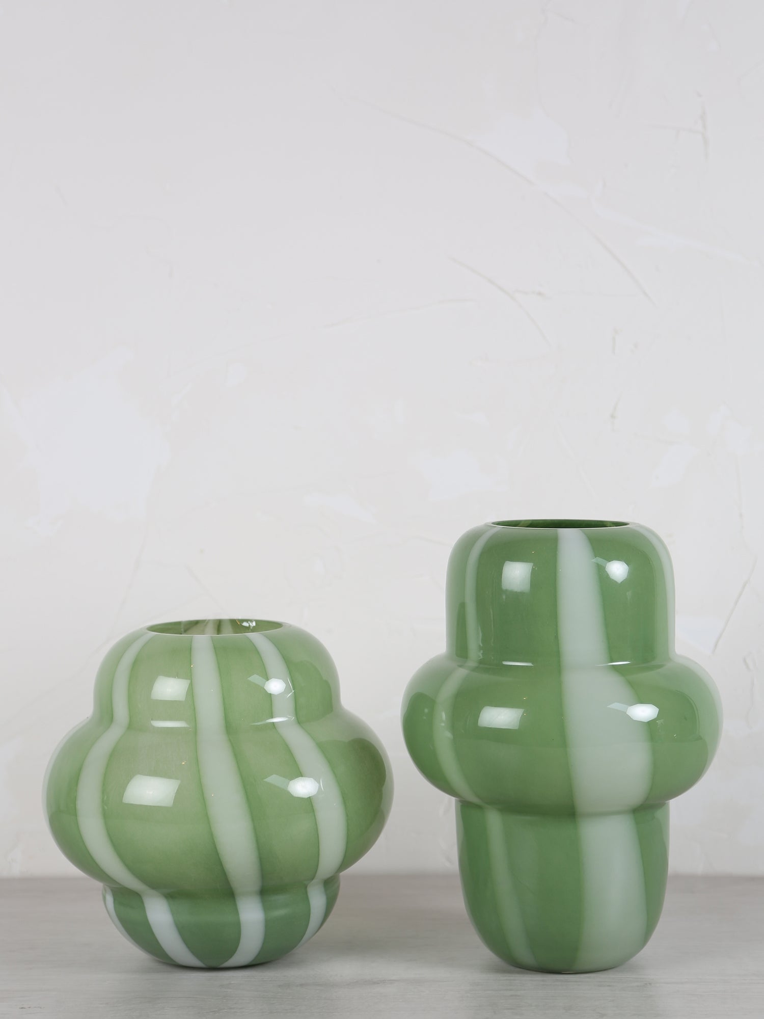 Ylien Green & White Glass Vase - 2 Sizes Available