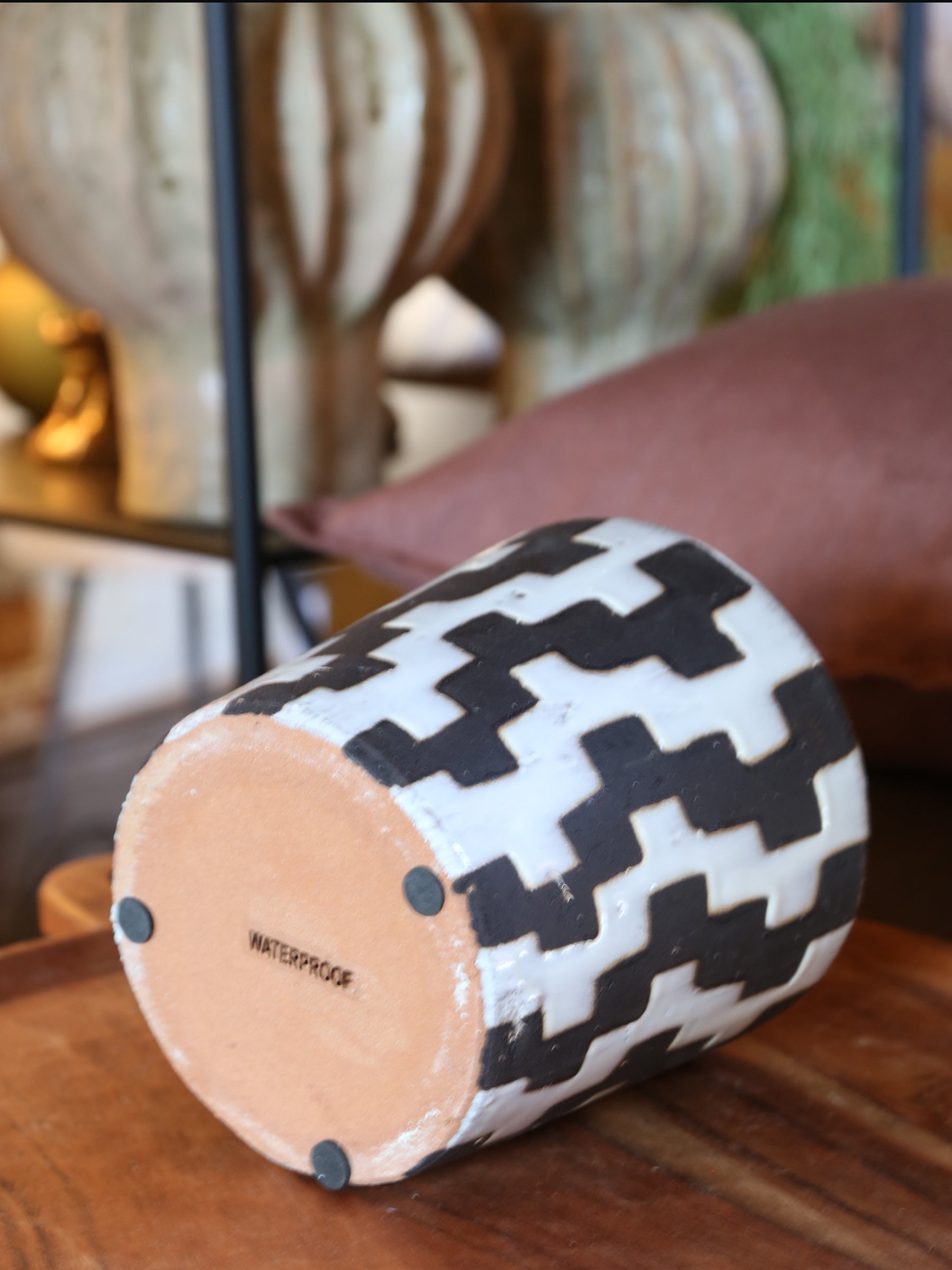Checkered Lines Ceramic Pot