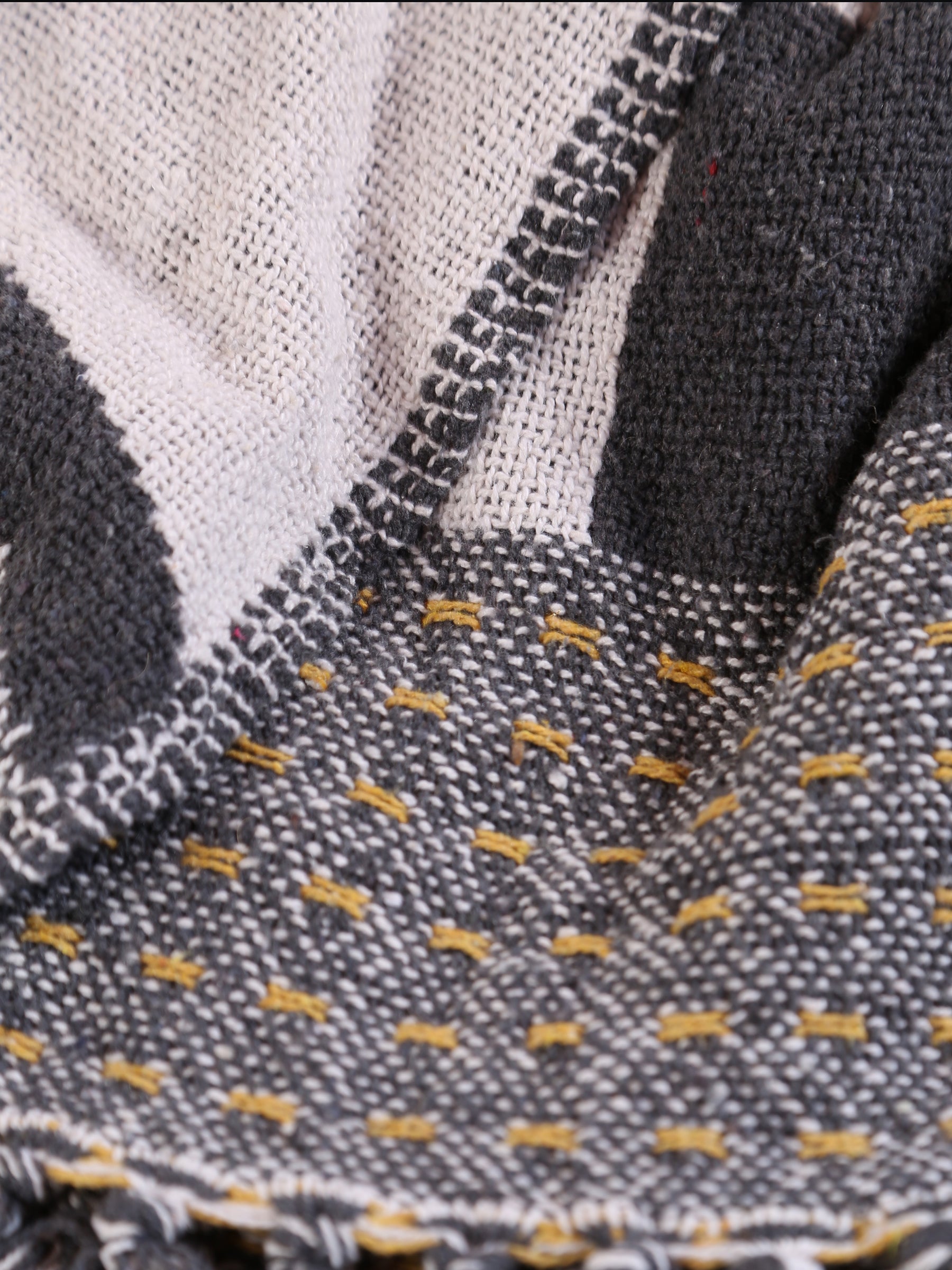 Annli throw - Recycled Cotton - Grey, Warm Yellow