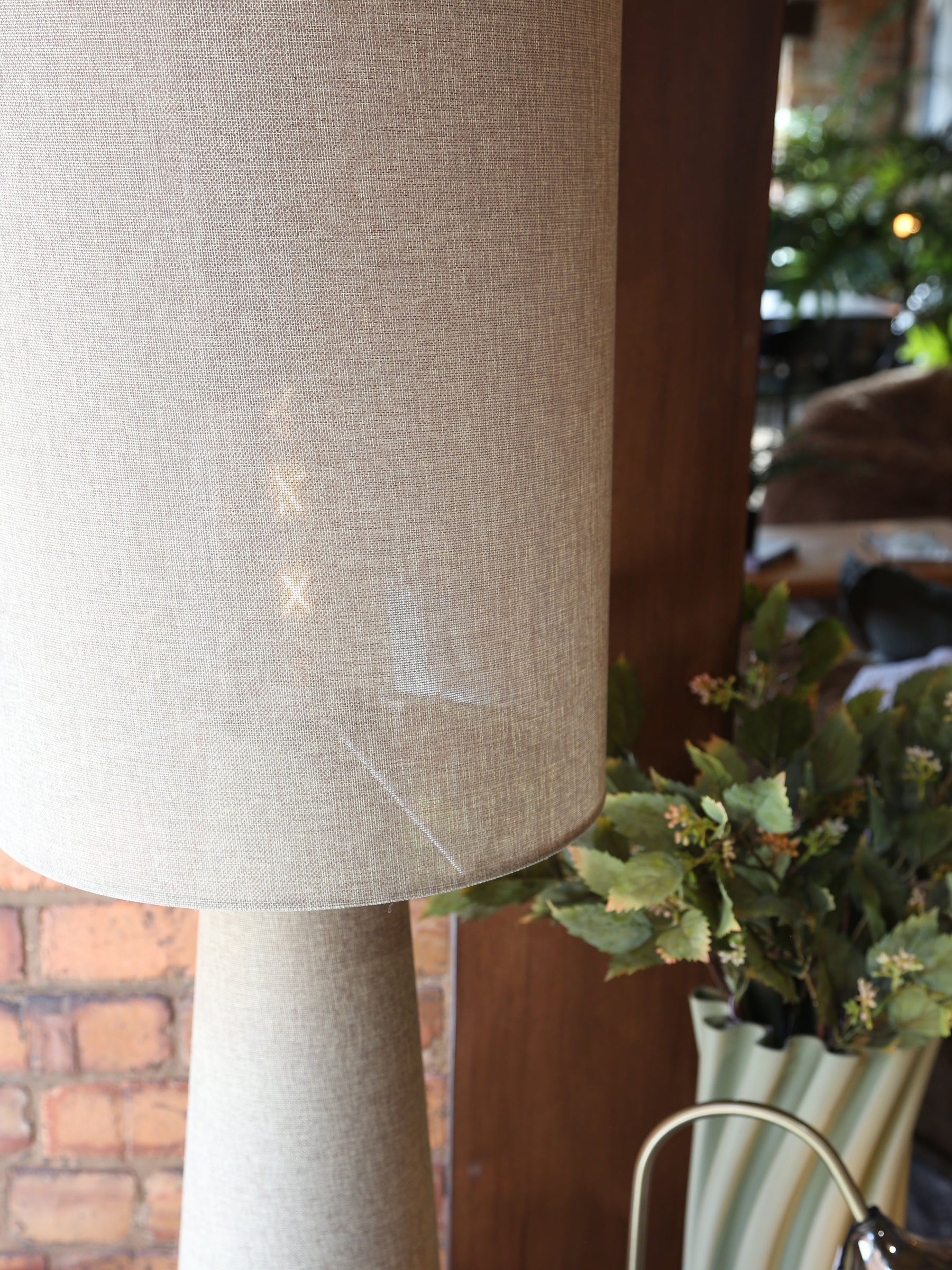 Iris Linen Floor Lamp - Olive Green