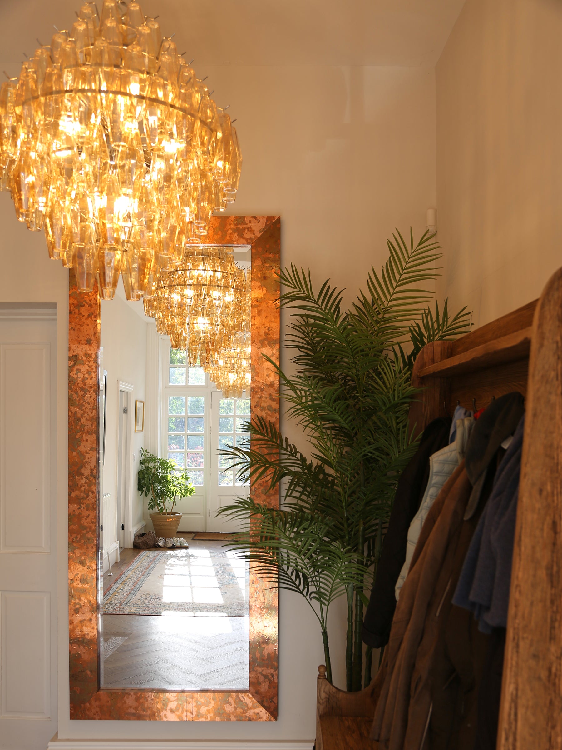 Cascading Glass Chandelier - Golden Amber