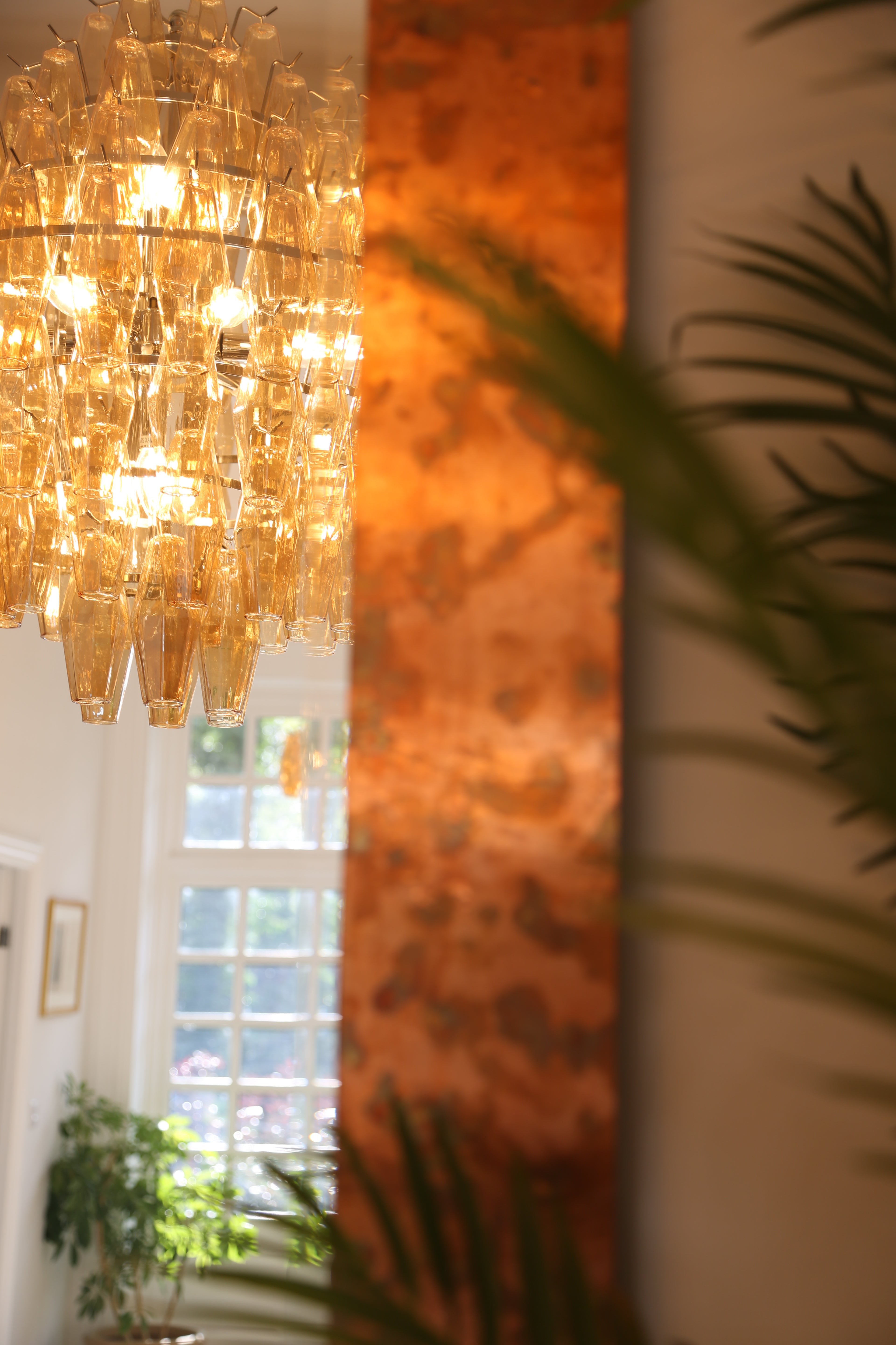 Cascading Glass Chandelier - Golden Amber