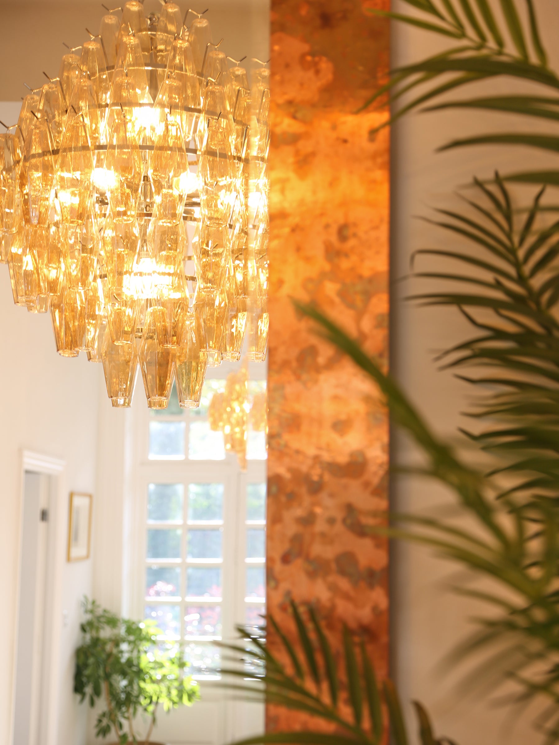 Cascading Glass Chandelier - Golden Amber