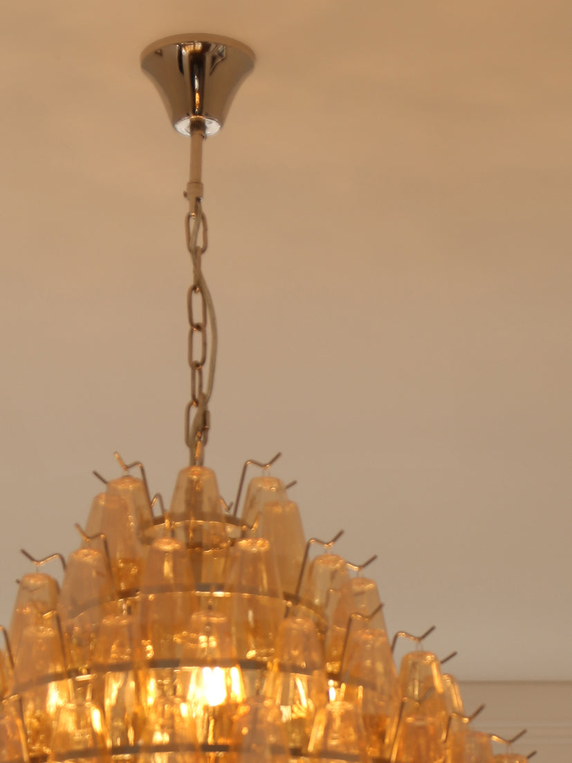 Cascading Glass Chandelier - Golden Amber