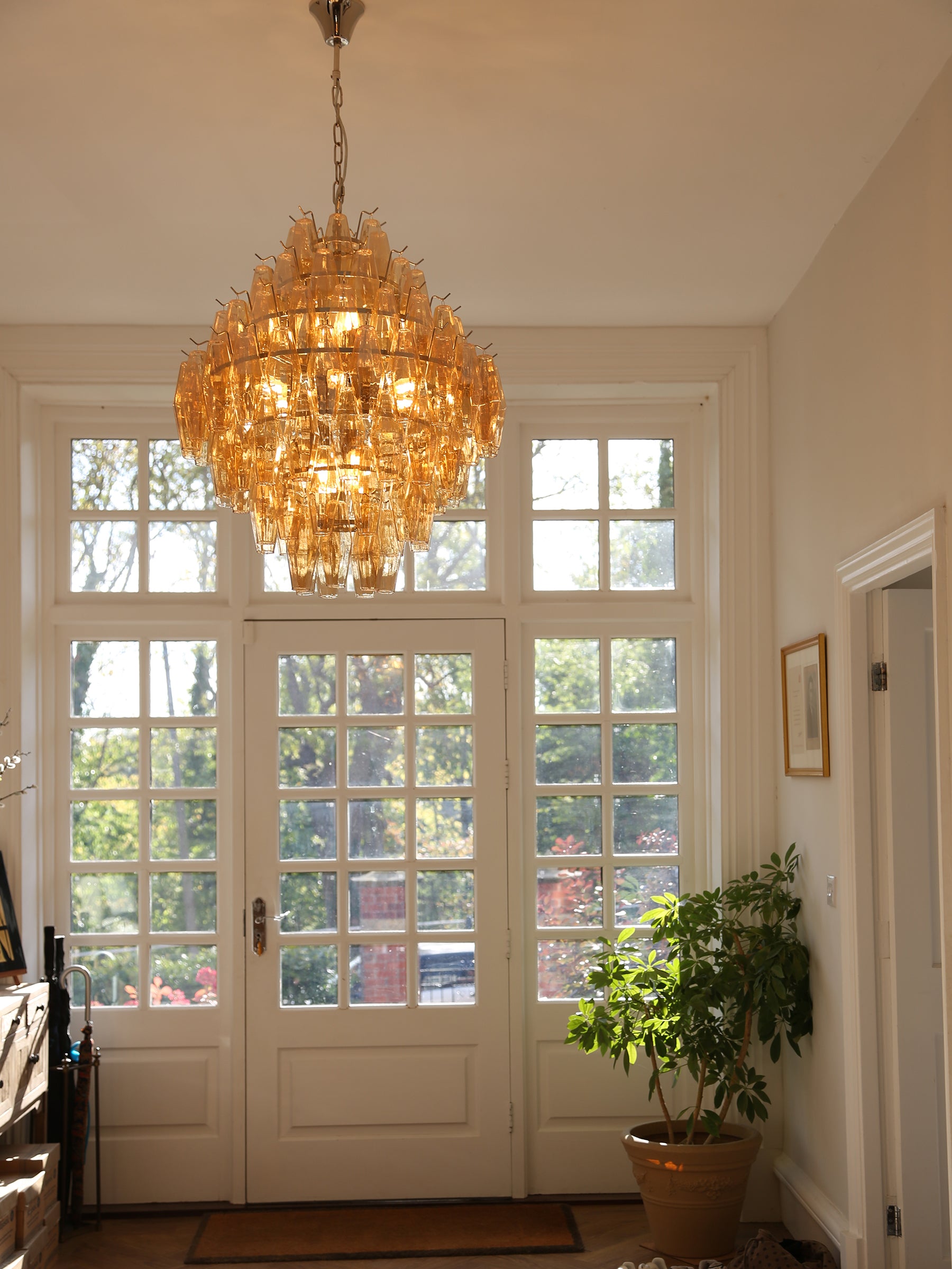 Cascading Glass Chandelier - Golden Amber