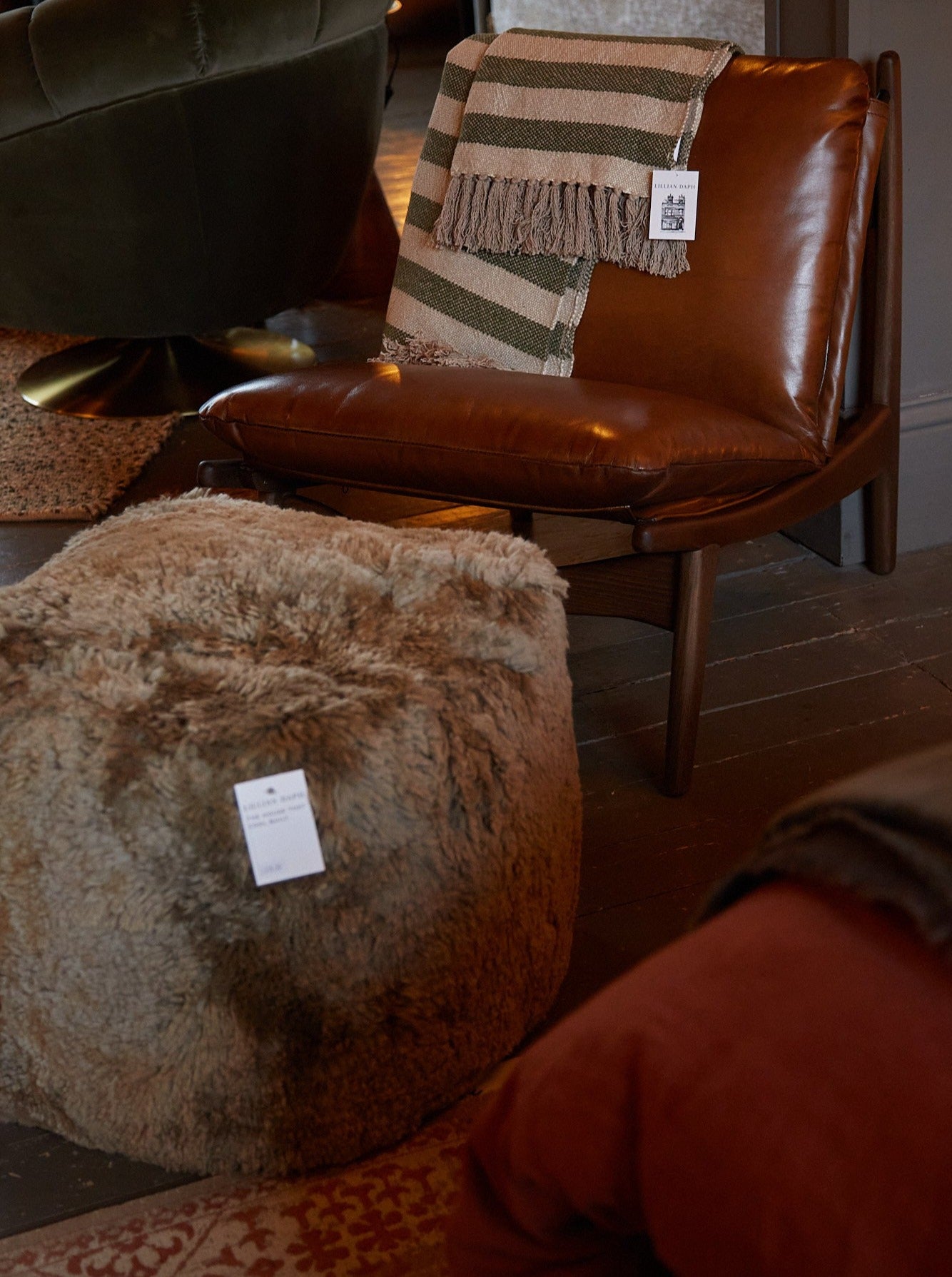 Dark Grey Sheepskin Pouffe
