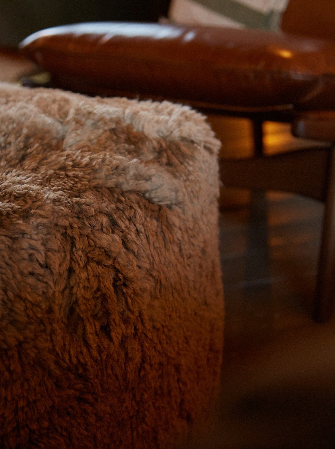 Dark Grey Sheepskin Pouffe
