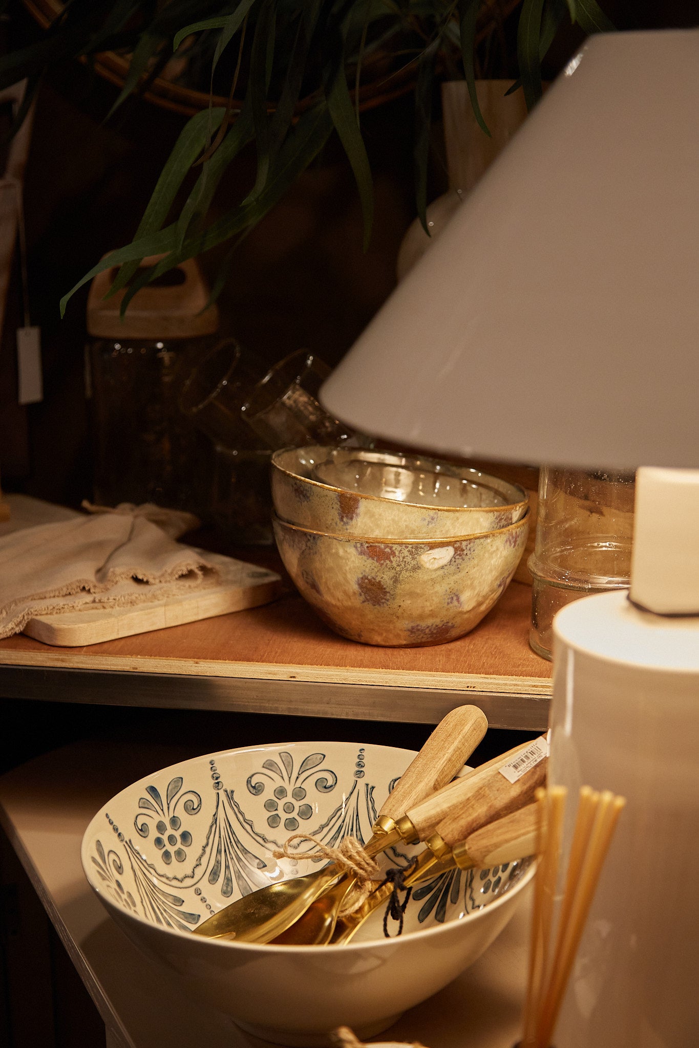 Heikki Hand Painted Stoneware Serving Bowl - Blue