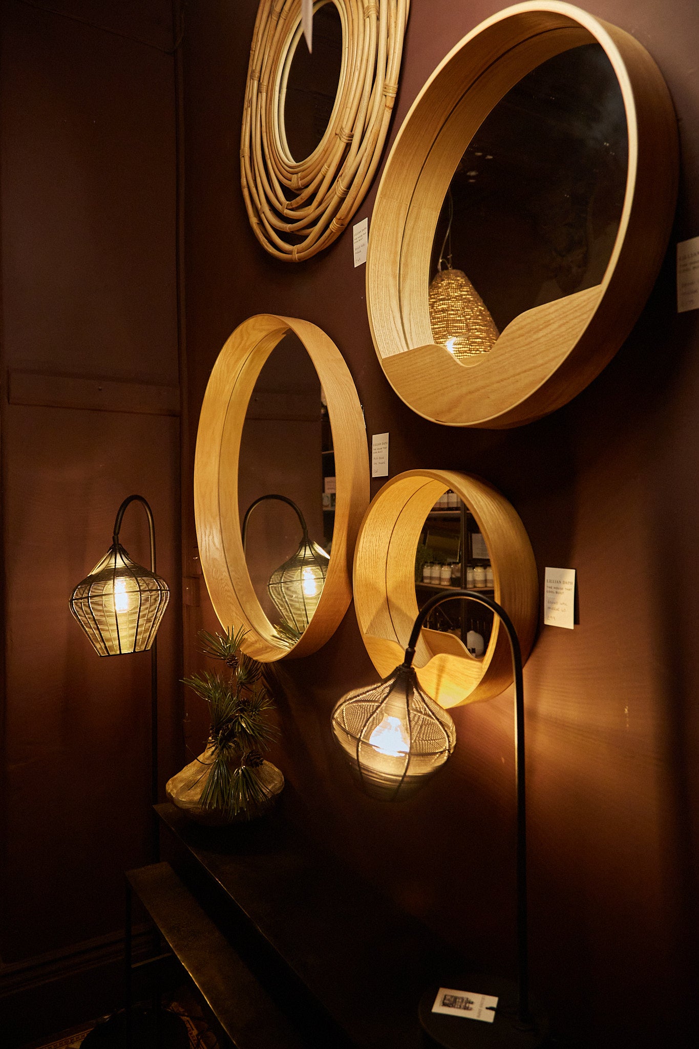 The Round Compartment Wall Mirror - Natural - 60x60x8cm