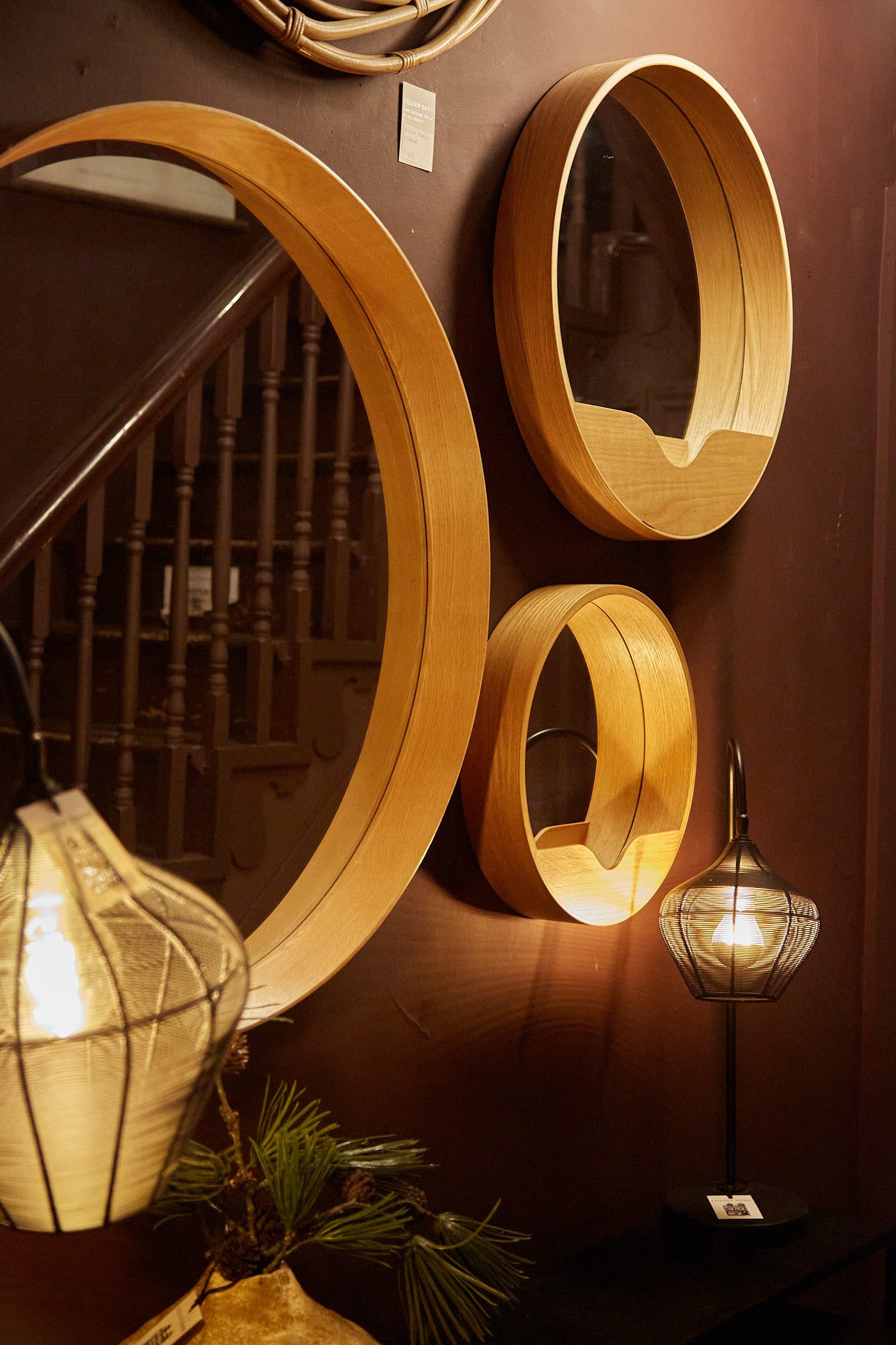 The Round Compartment Wall Mirror - Natural - 60x60x8cm