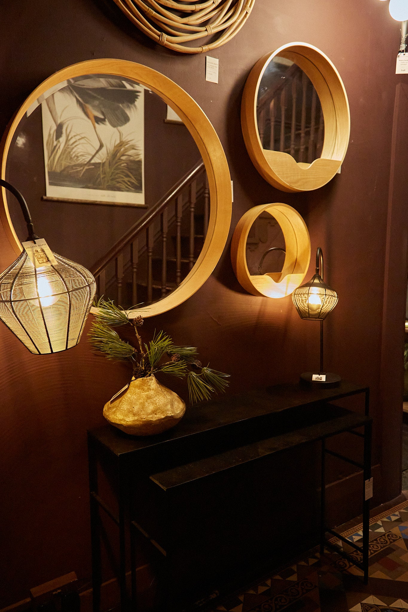 The Round Compartment Wall Mirror - Natural - 60x60x8cm