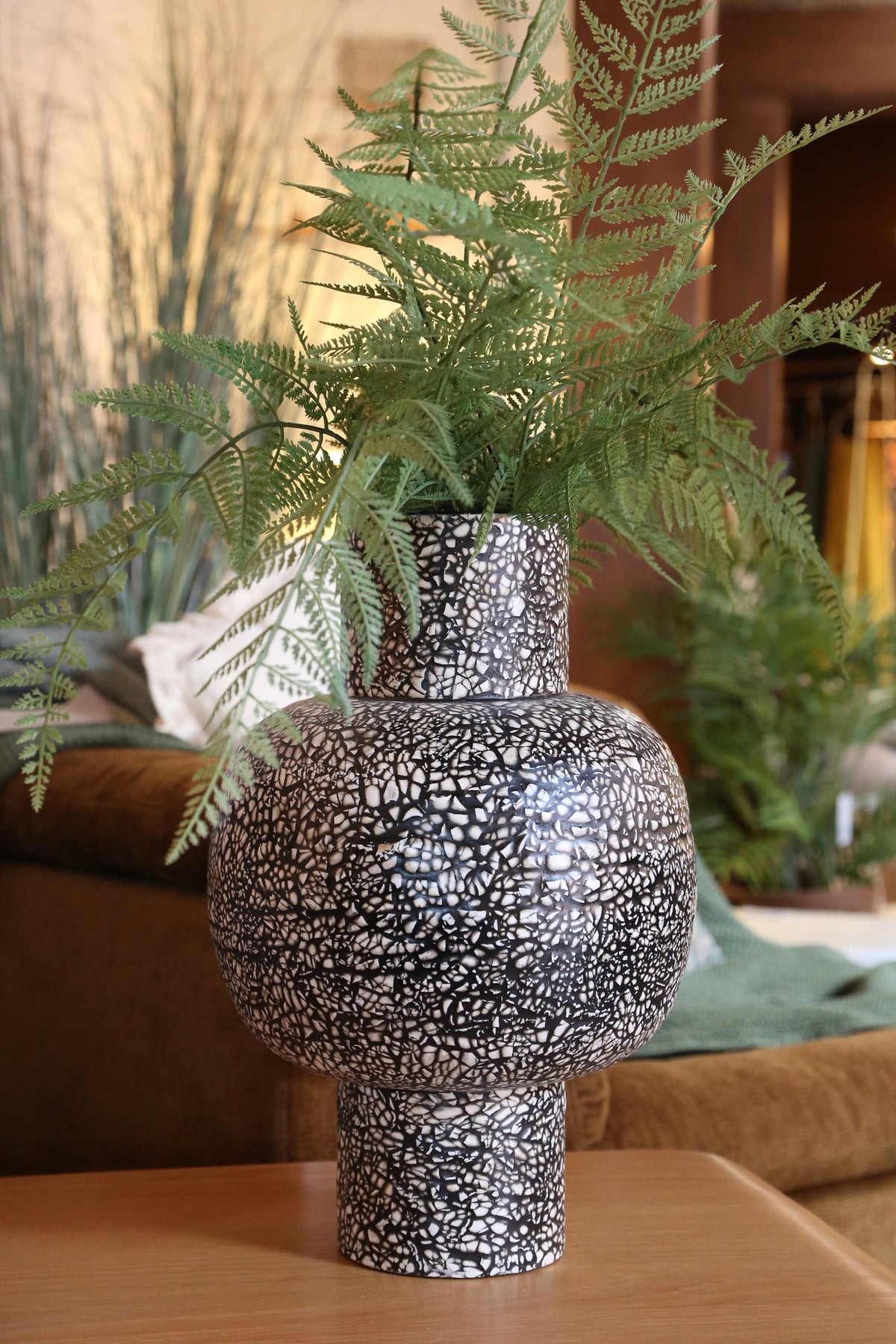 Girona Bamboo Speckled Vase - Tonal, Black - 30x45 cm