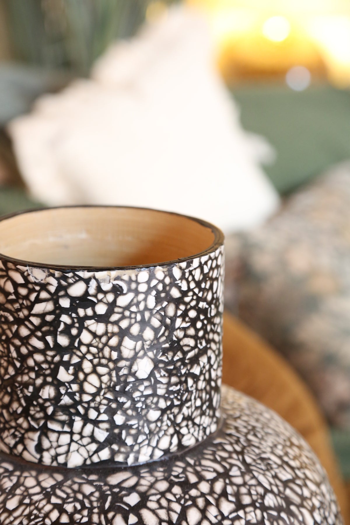 Girona Bamboo Speckled Vase - Tonal, Black - 30x45 cm