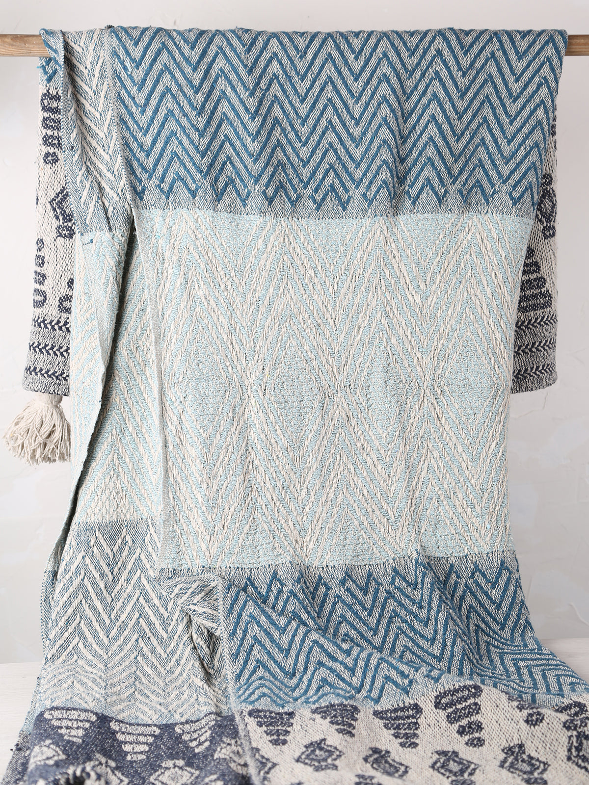 Milas Throw - Patterned - Recycled Cotton - Blue