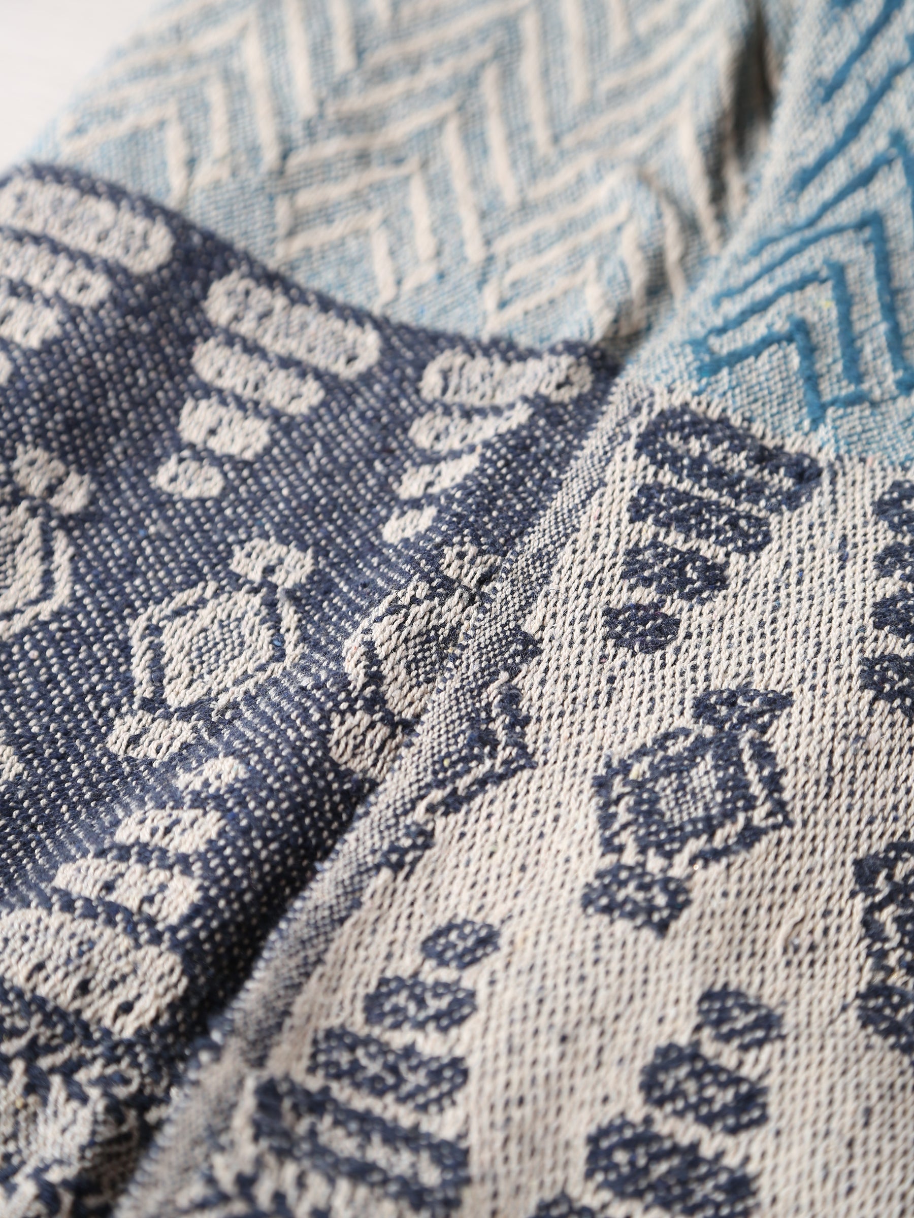 Milas Throw - Patterned - Recycled Cotton - Blue