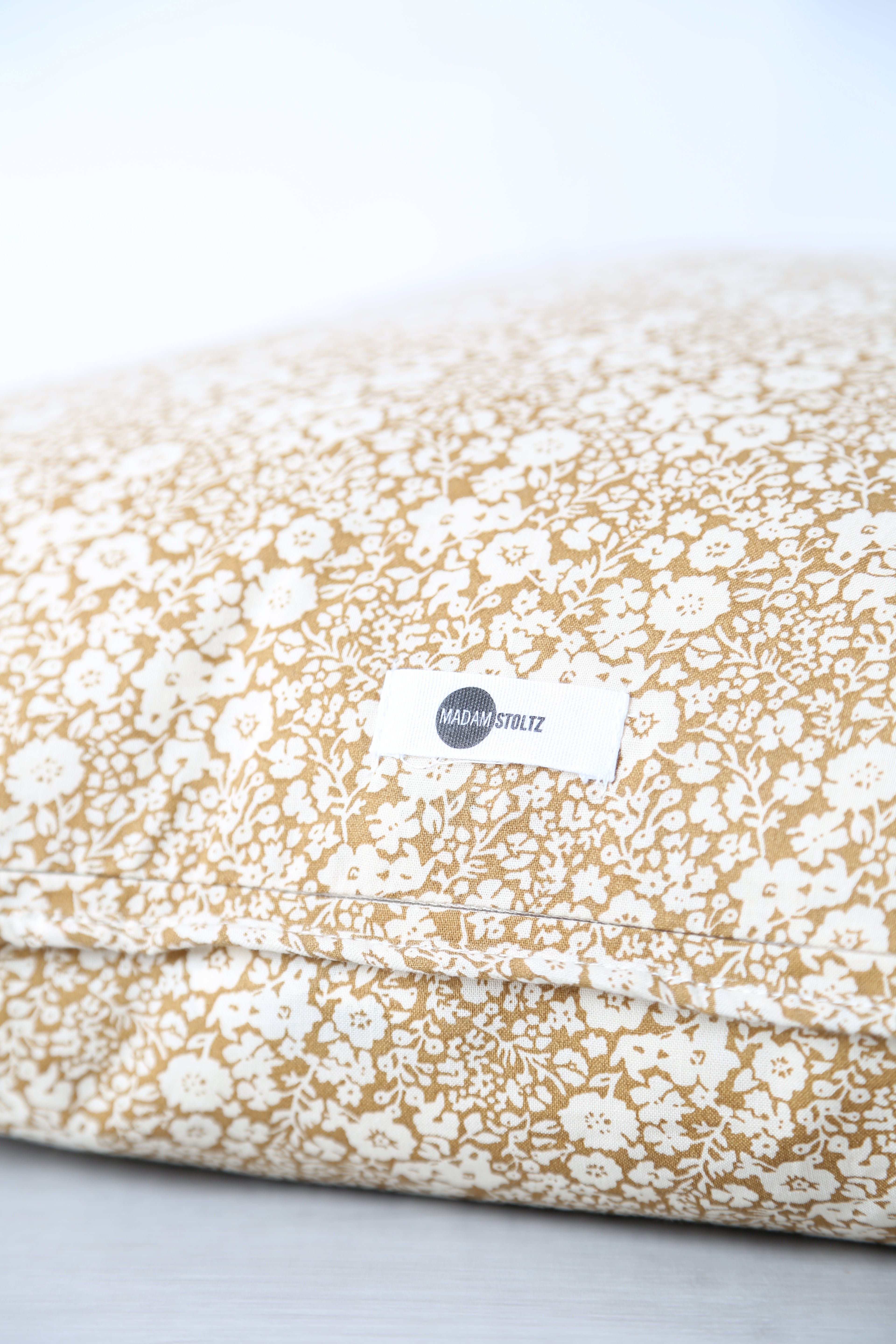 Rua Block Print Inspired Cushion - Caramel, Ochre
