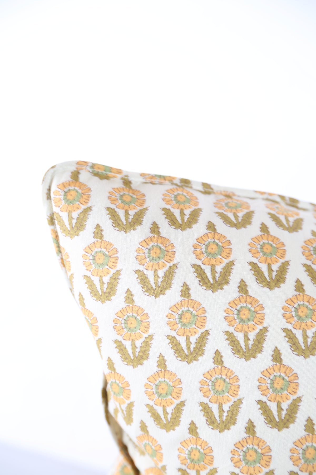 Eila Block Print Inspired Cushion - Ochre