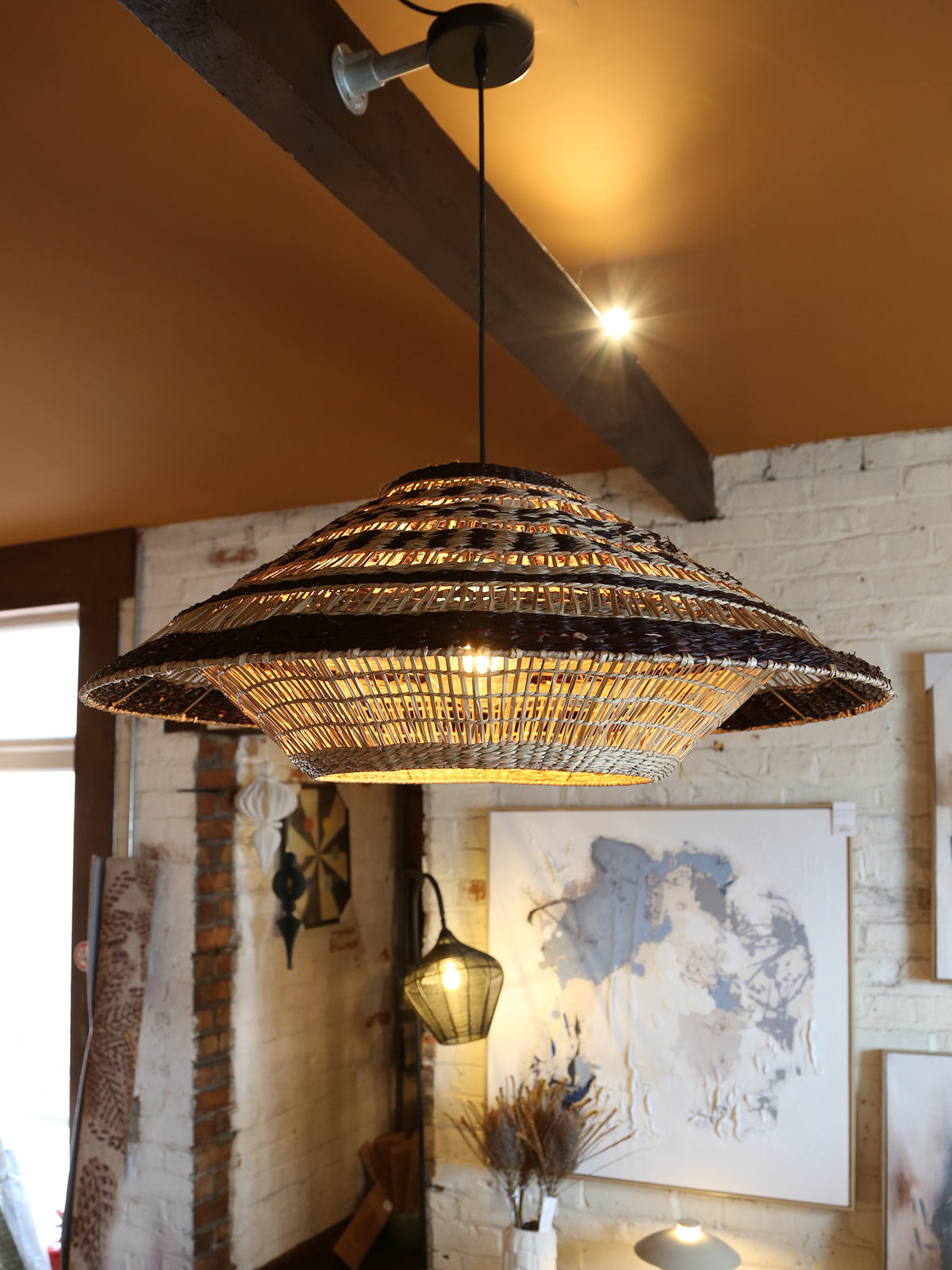 Owana Hanging lamp - Seagrass Woven Brown Accents- 80x30 cm