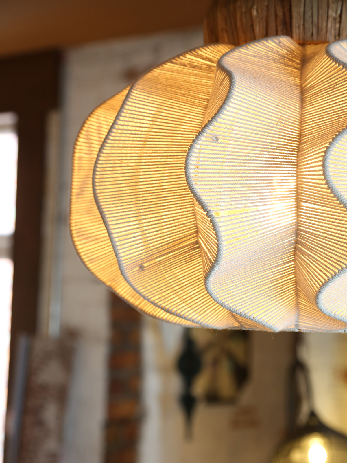 Large Seagrass Rattan Ceiling Light - Linen