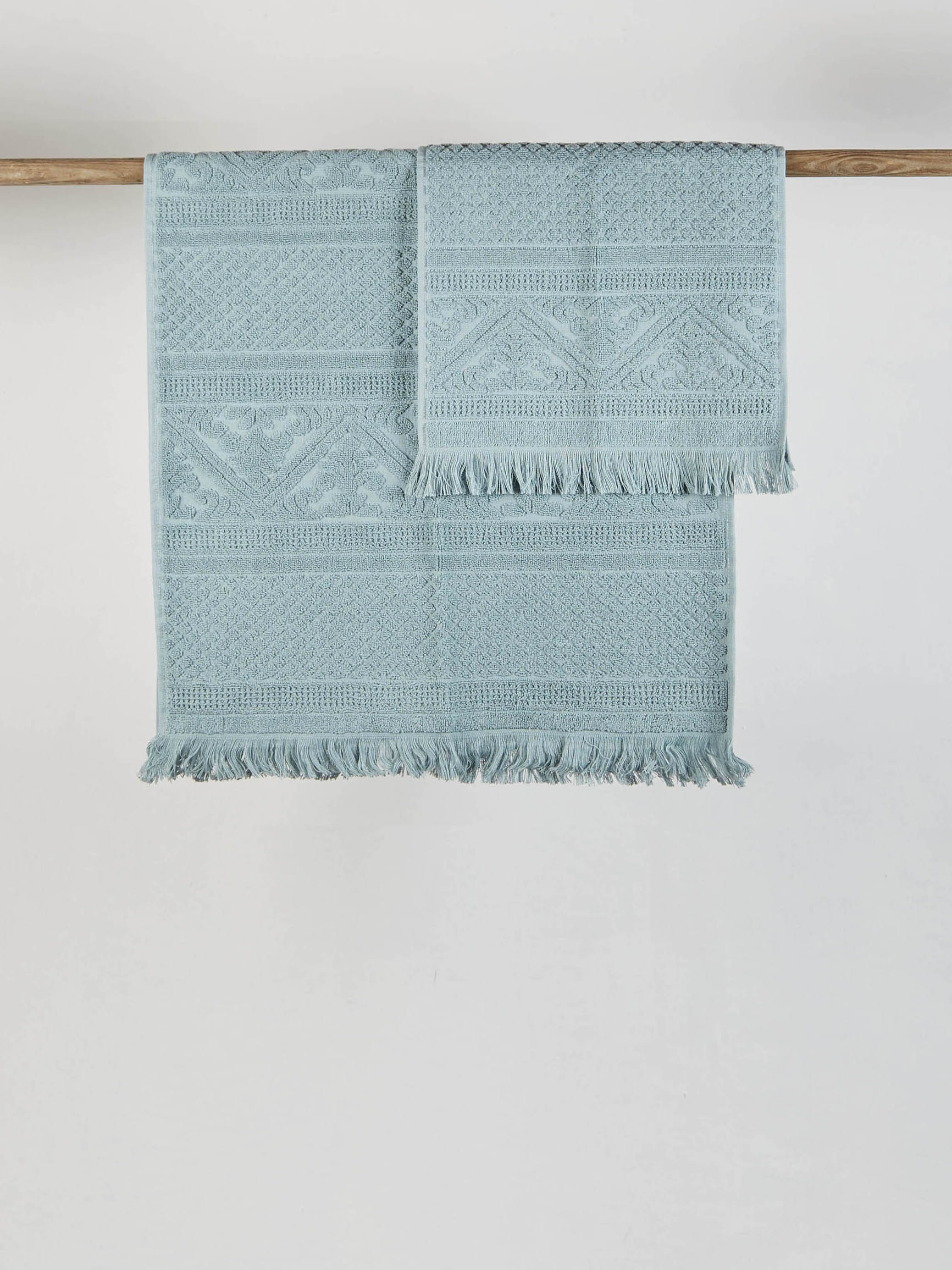 Embossed Jacquard Towel in Vert de Gris - 4 Sizes Available