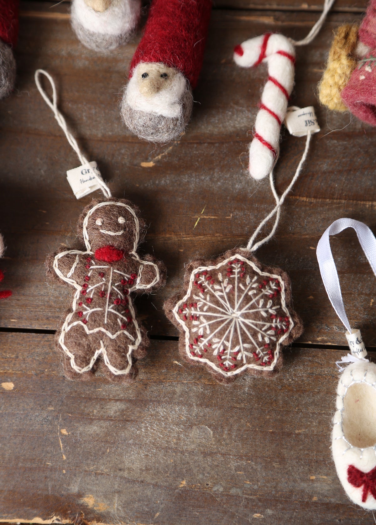 Nordic Gingerbread - Set of 2 - Handcrafted Felt Hanging Decorations