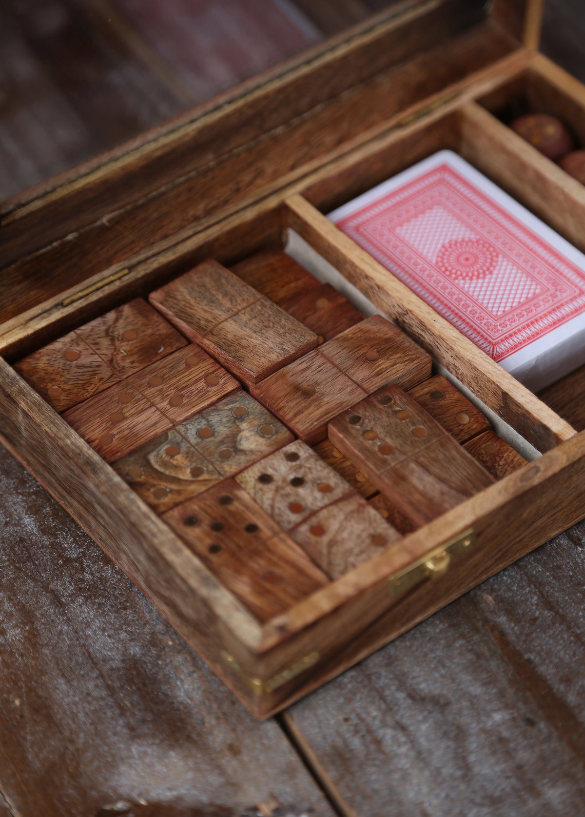 Brass & Mango Wood Games Set In Box