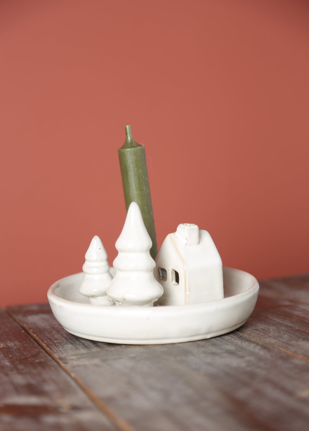 Ceramic Circular Village Candle Holder