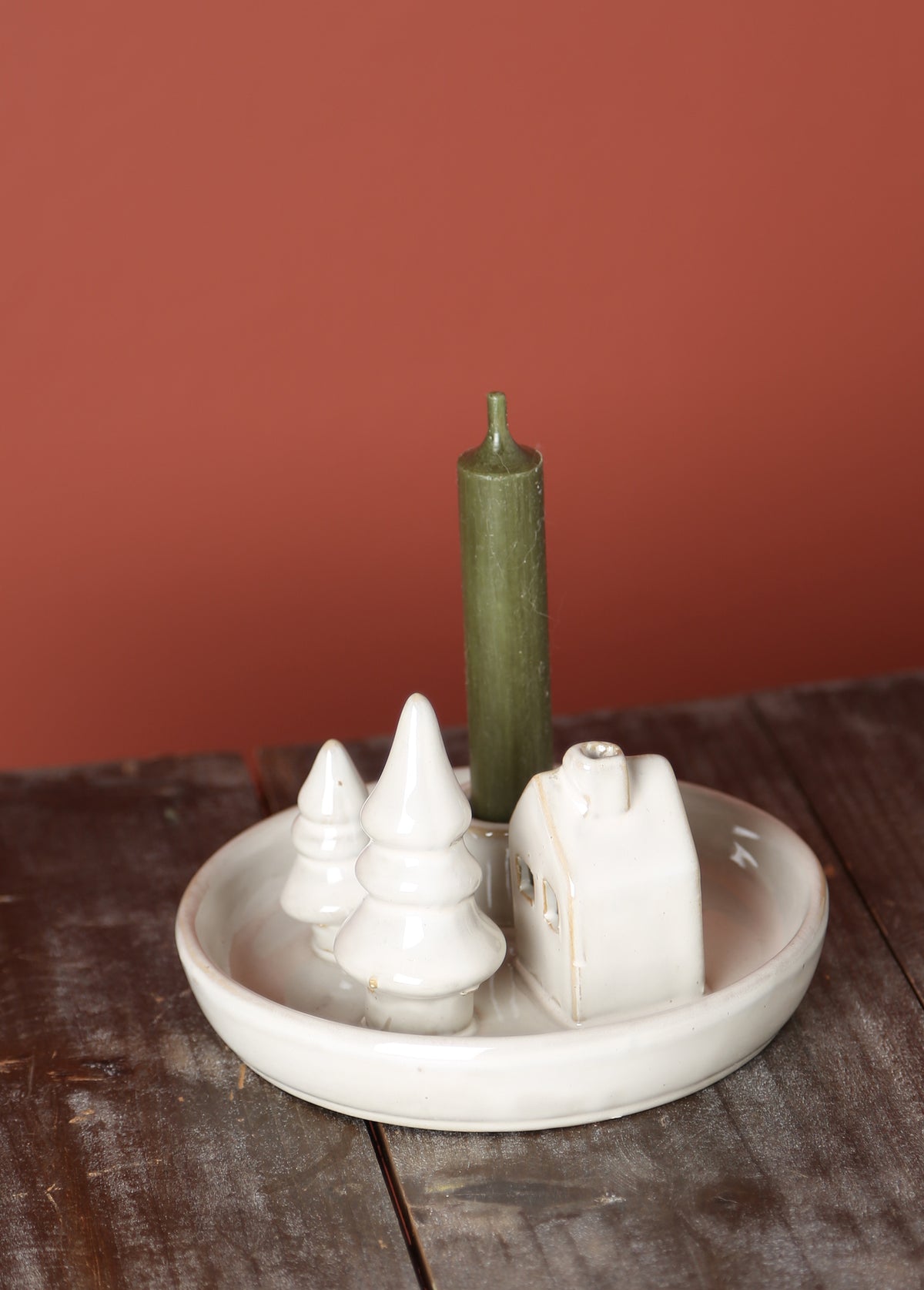 Ceramic Circular Village Candle Holder