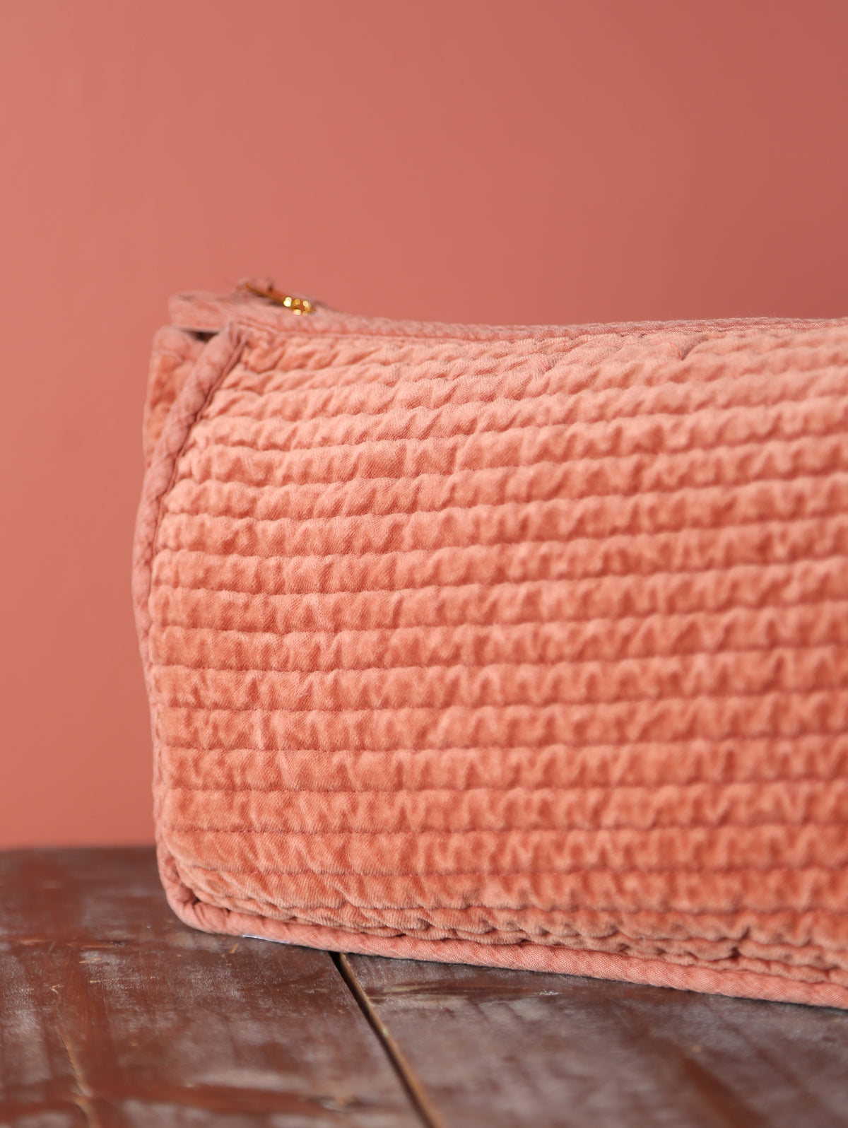 Velvet Quilted Cotton Washbag - Burgundy