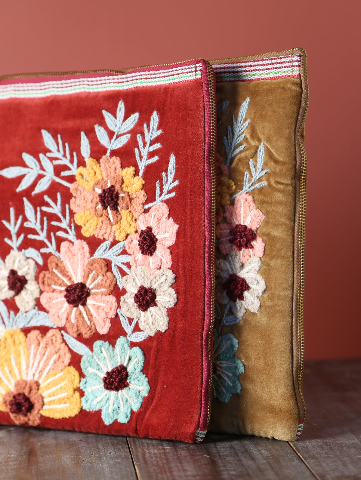 Embroidered Velvet Laptop Sleeve - 2 Colours Available
